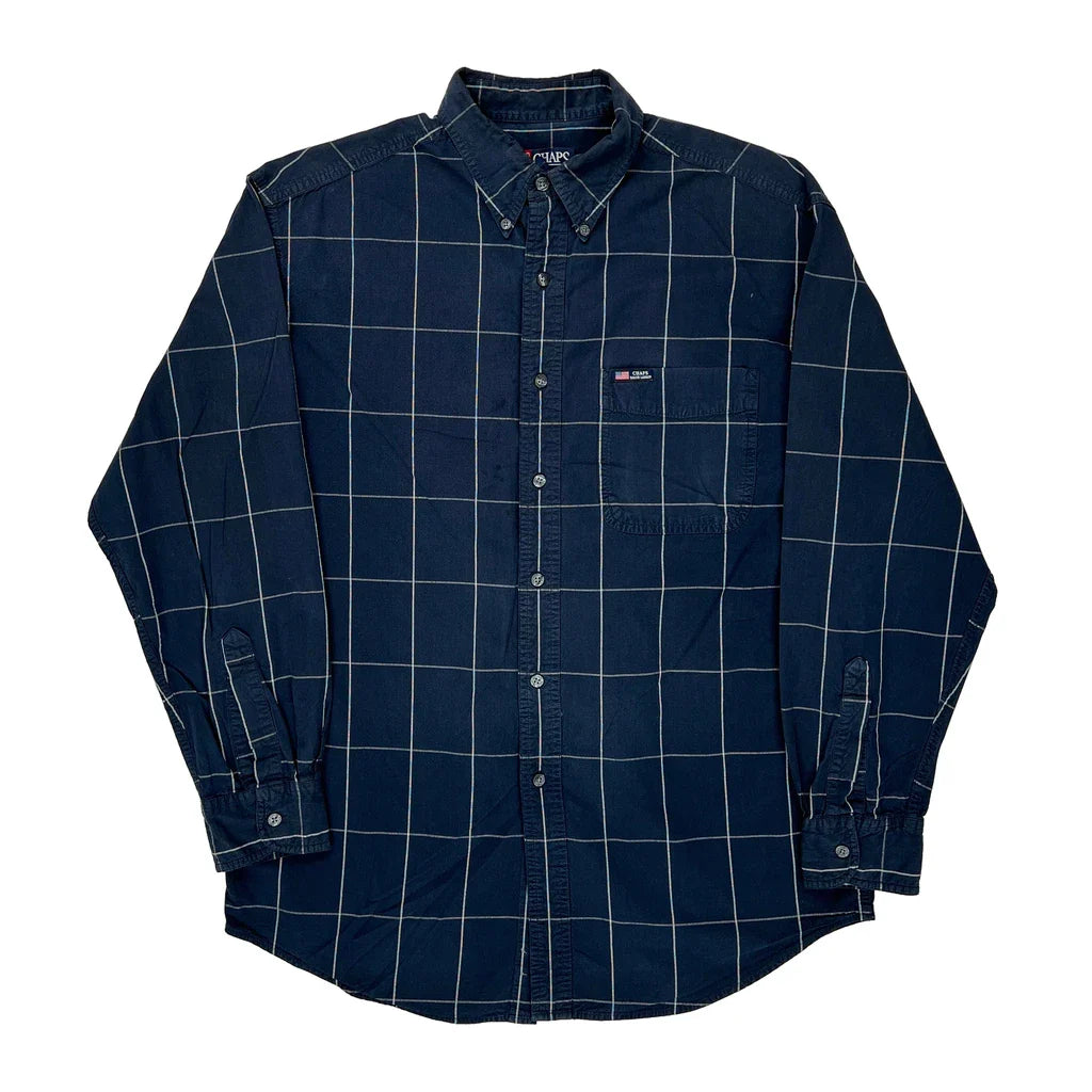 Chaps Ralph Lauren Checked Shirt - Medium Blue Cotton Refurbished - Thrifted (note: this is a term often used to describe second- refurbished available on Cerqular