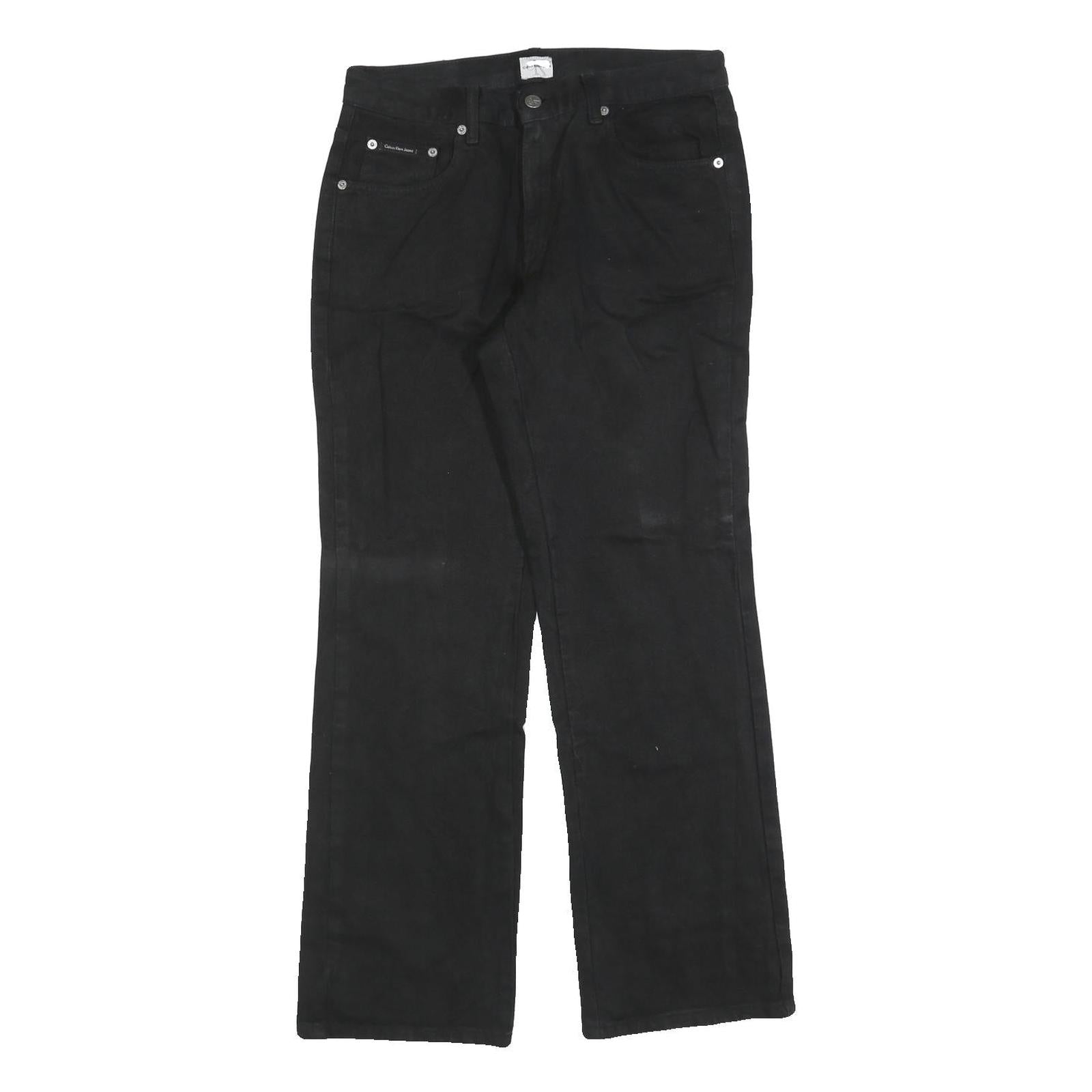 CALVIN KLEIN JEANS Womens Black Regular Straight Denim Woven W30 L30 Zip Cotton Refurbished - N/A refurbished available on Cerqular
