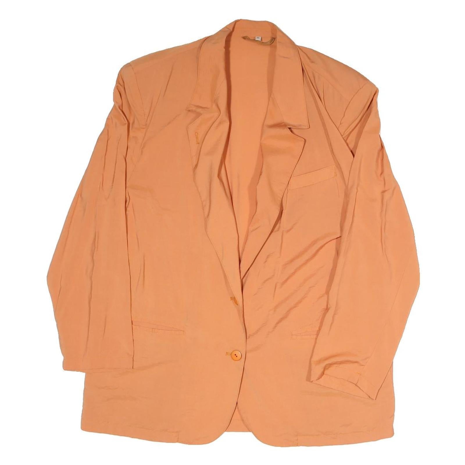 Womens Orange Plain Blazer Jacket L Polyester Blend Button Casual Tailored Refurbished - N/A refurbished available on Cerqular