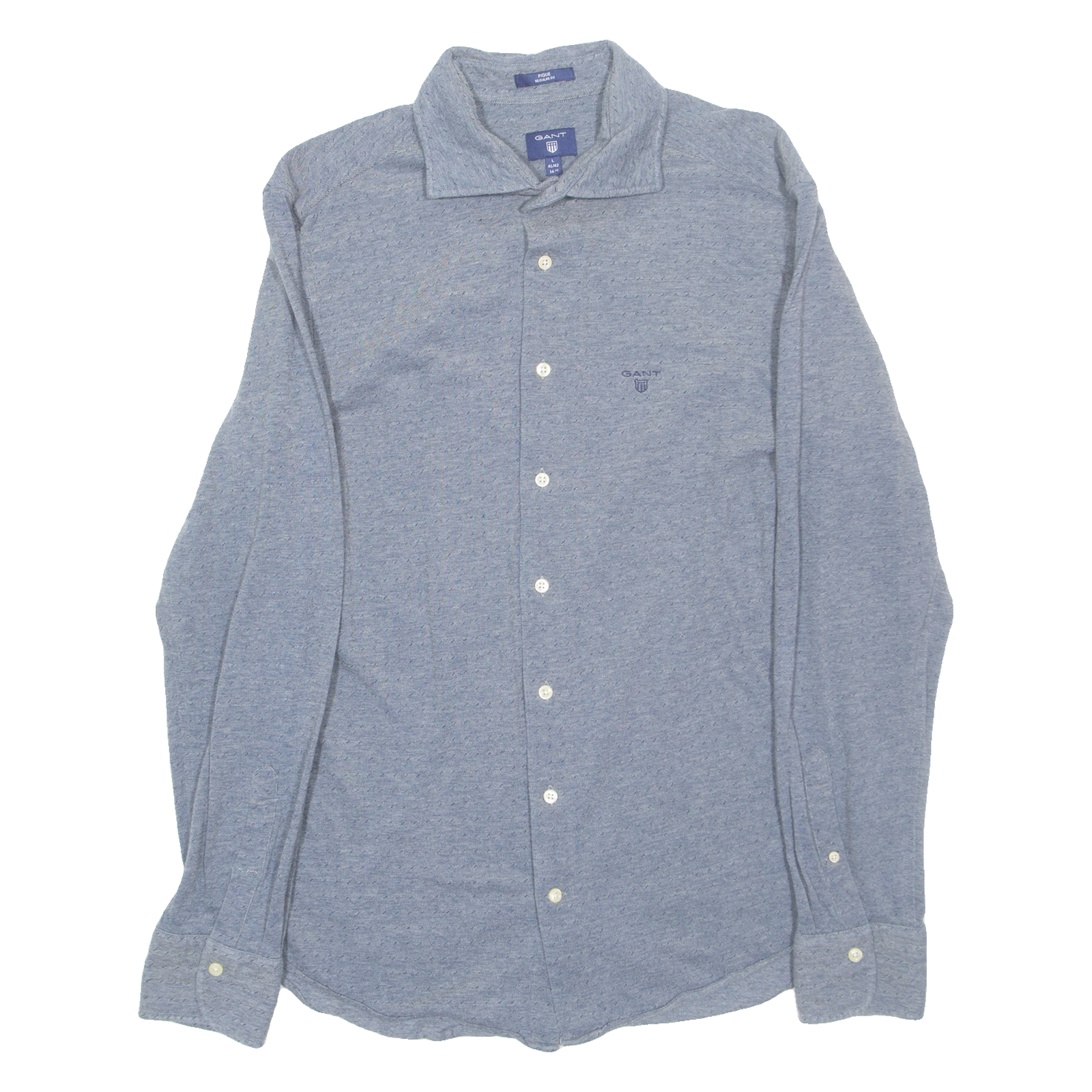 GANT Mens Plain Shirt Blue Long Sleeve L Refurbished - N/A refurbished available on Cerqular