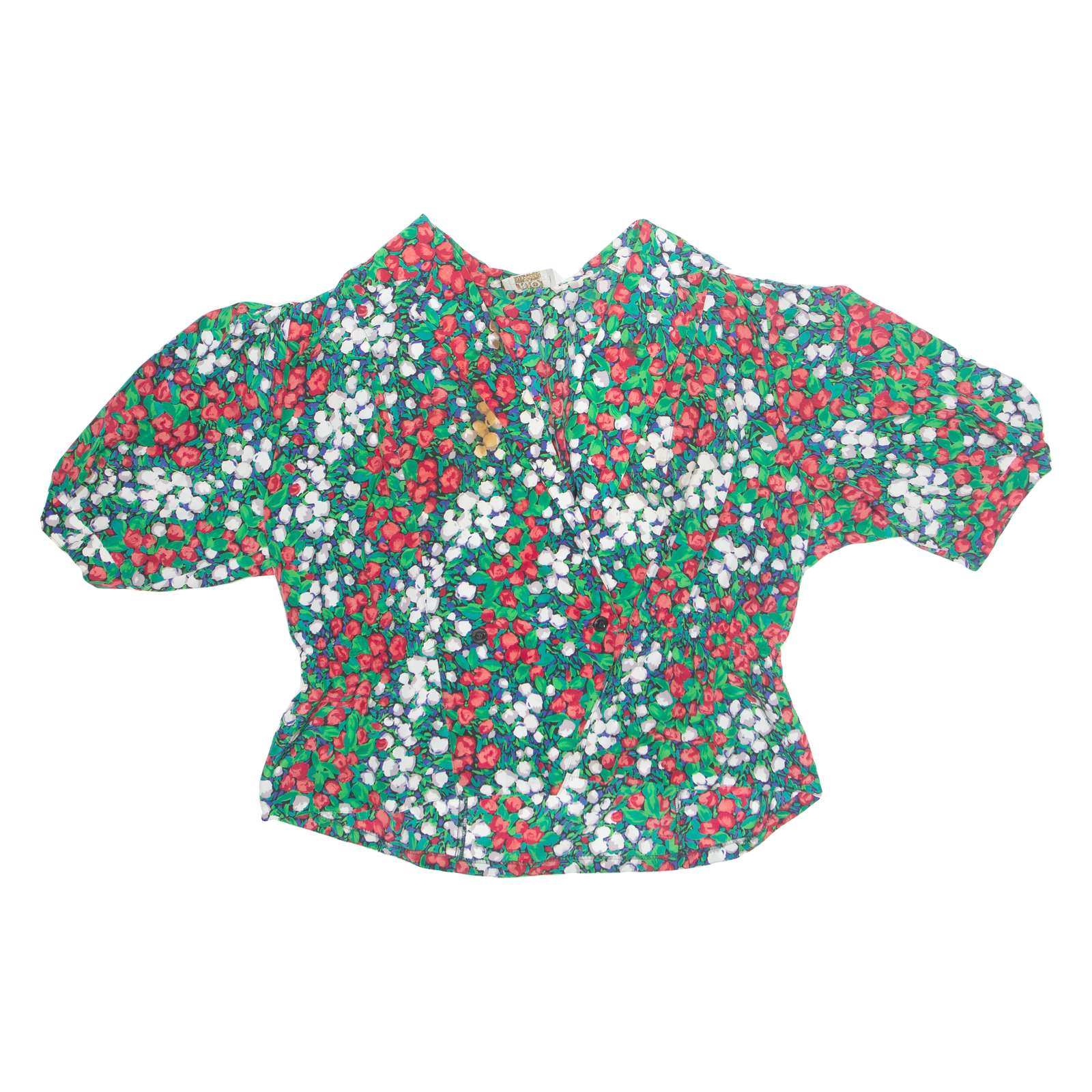 Womens Printed Blouse Green Floral 2XL Refurbished - N/A refurbished available on Cerqular
