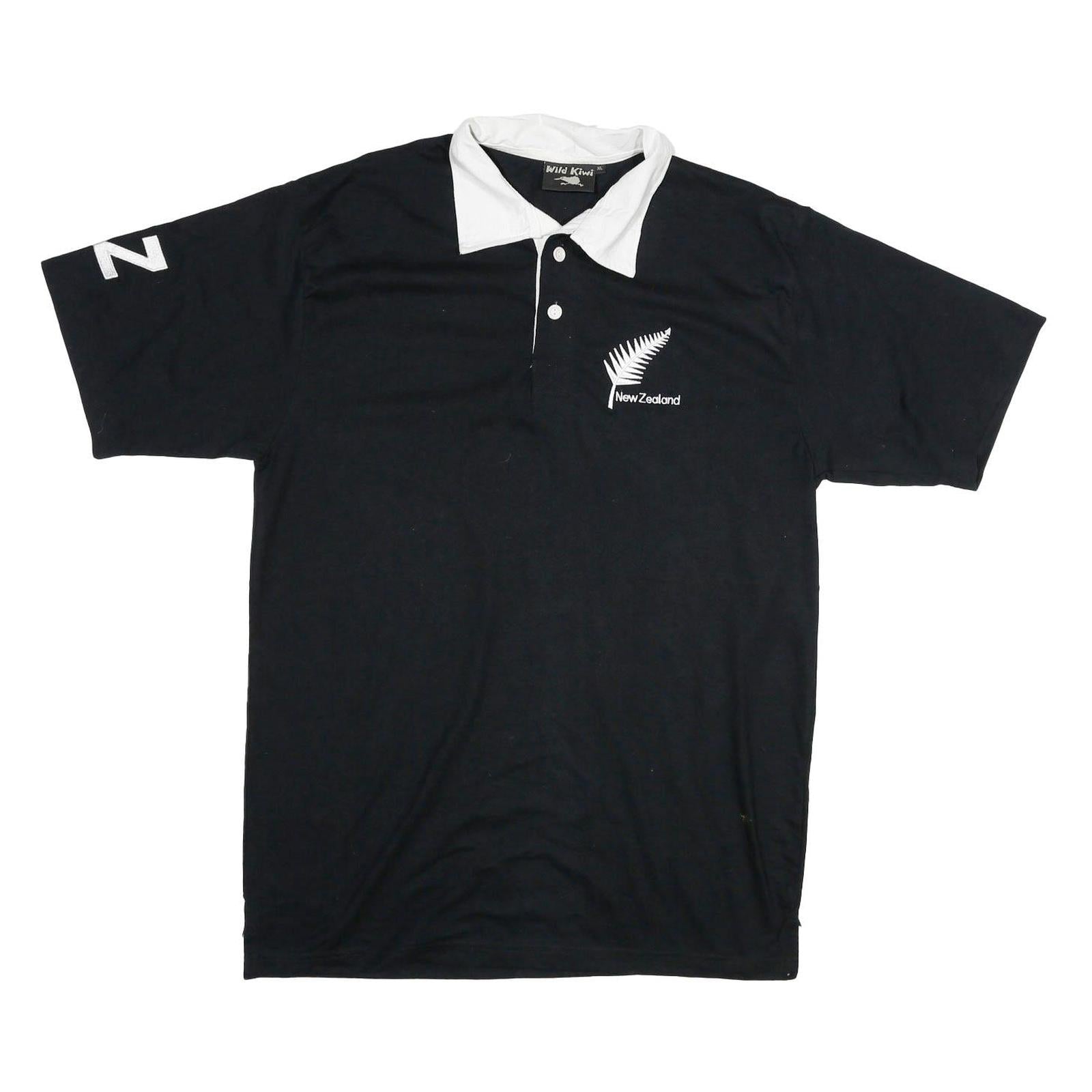 WILD KIWI Mens Black & White New Zealand Short Sleeve Plain XL Polo Shirt Cotton Refurbished - N/A refurbished available on Cerqular