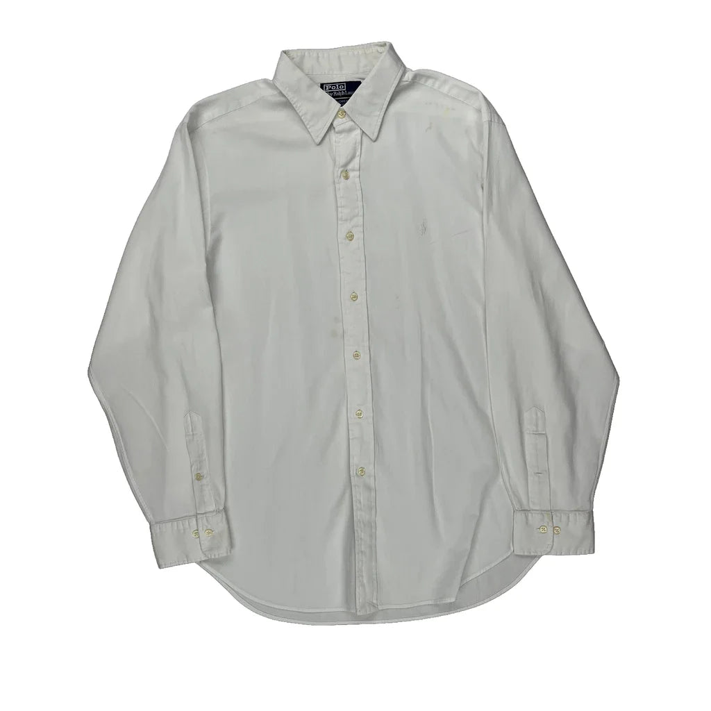 Polo By Ralph Lauren Shirt - Large White Cotton Refurbished - Thrifted (note: this is a term often used to describe second- refurbished available on Cerqular