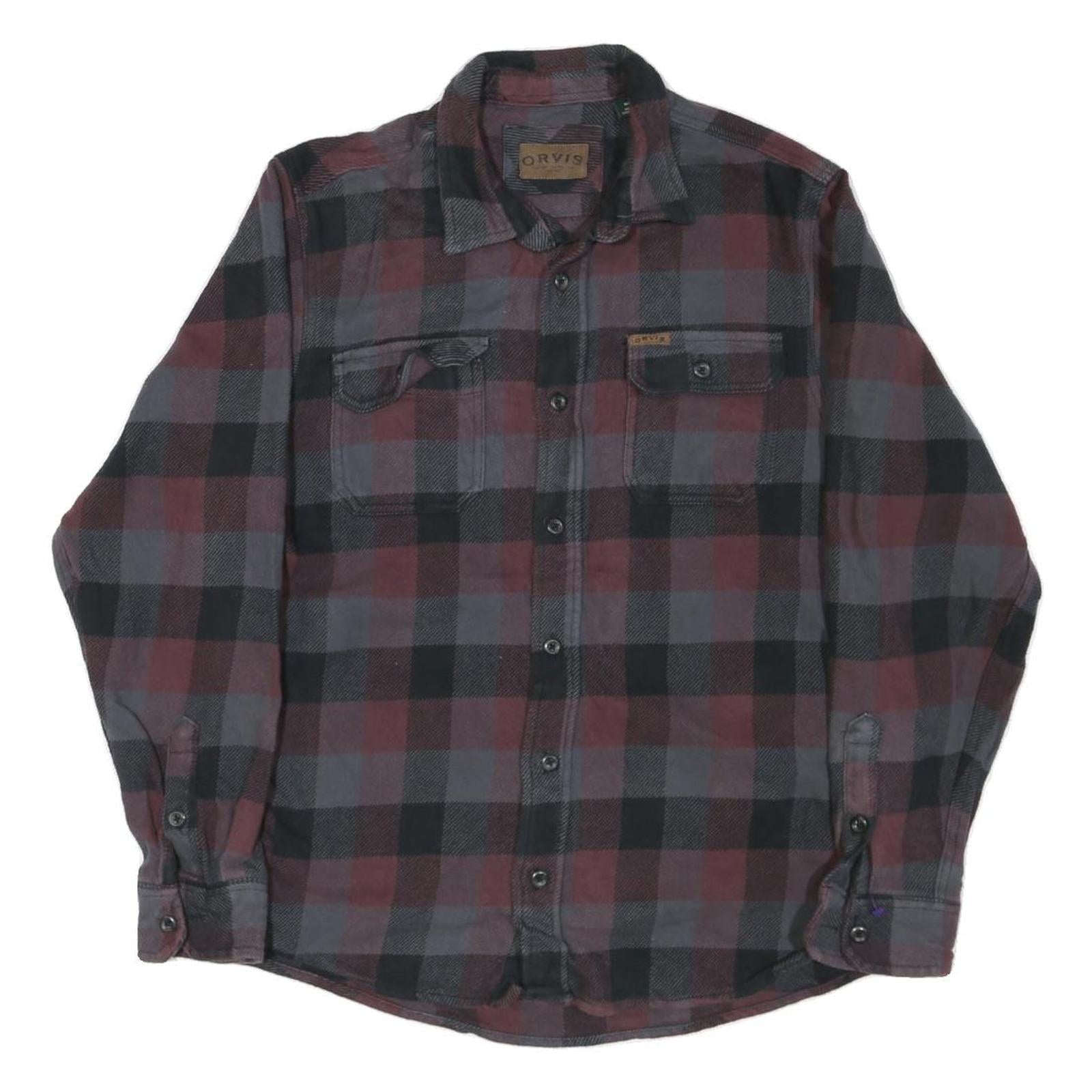ORVIS Mens Red & Grey Check Shirt M Cotton Blend Long Sleeve Casual Refurbished - N/A refurbished available on Cerqular