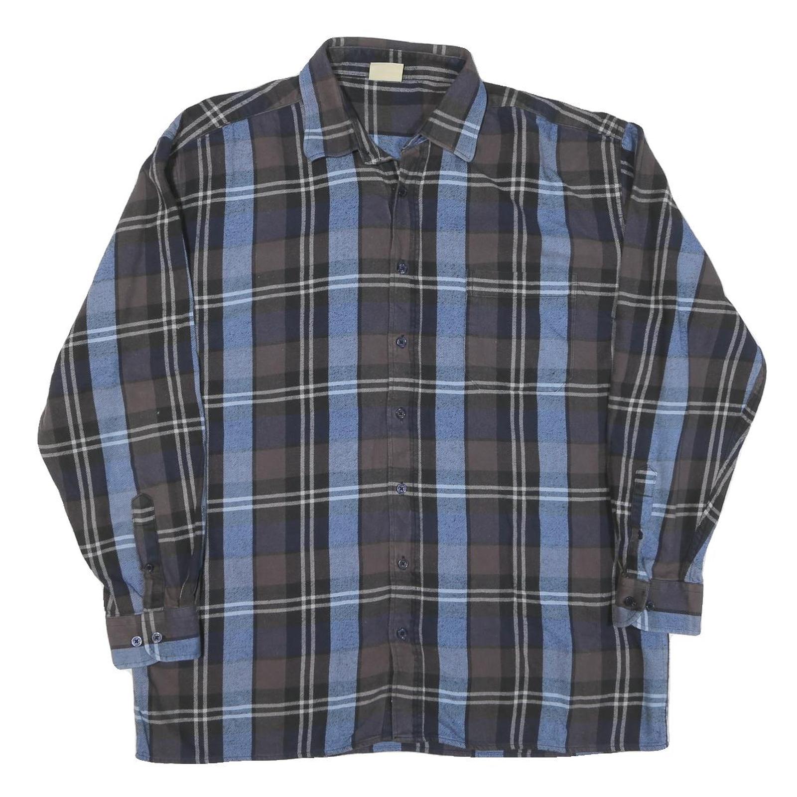 Mens Black & Blue Cotton Plaid Shirt XL Long Sleeve Casual Button Shirt Refurbished - N/A refurbished available on Cerqular
