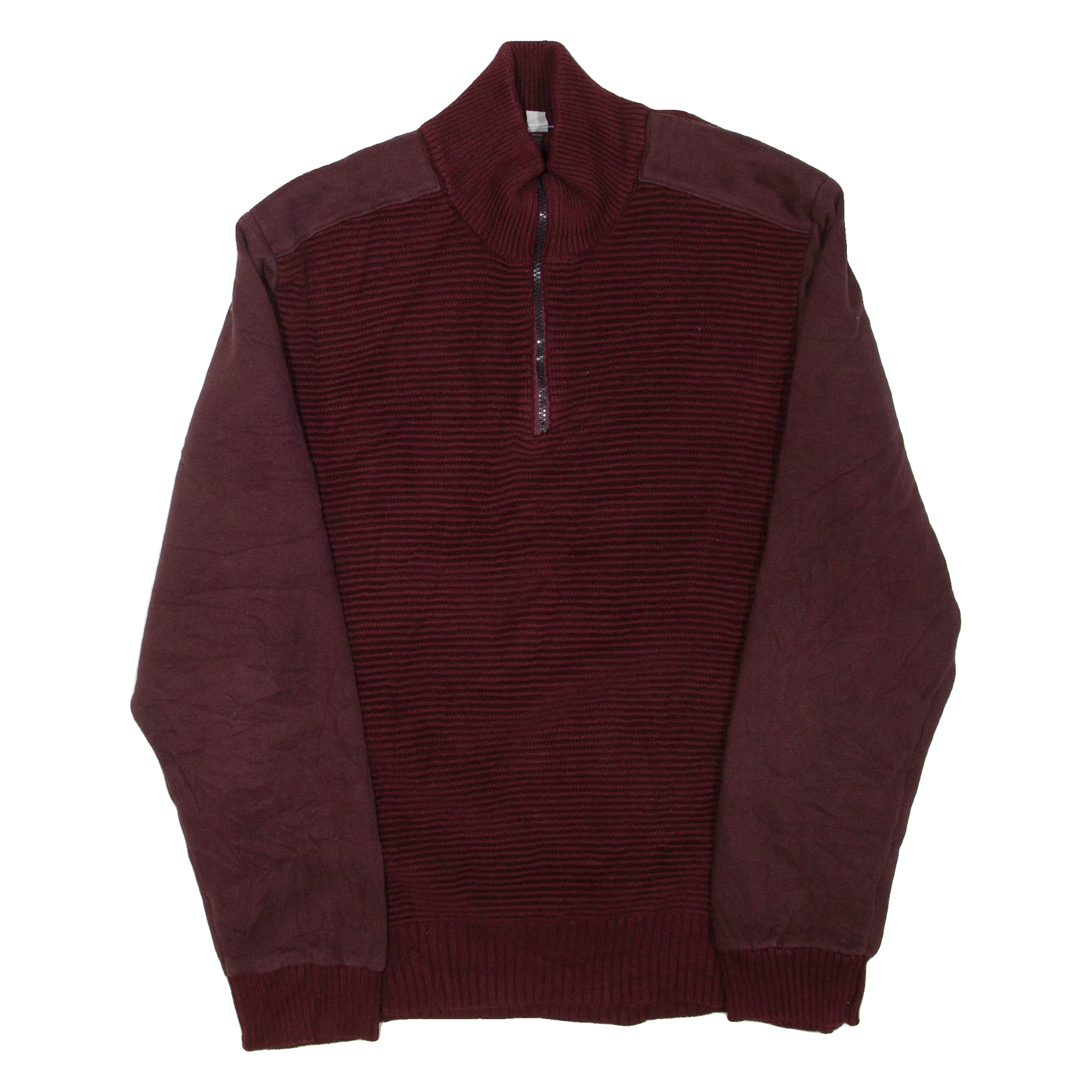 CALVIN KLEIN JEANS Mens Heavy Knit Jumper Maroon 1/4 Zip Chunky Knit XL Refurbished - N/A refurbished available on Cerqular