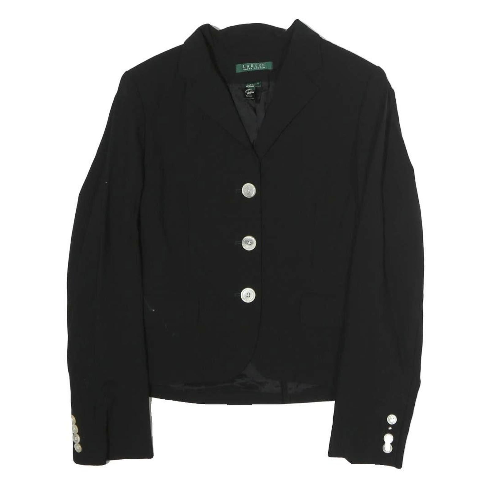 LAUREN RALPH LAUREN Womens Black Classic Cotton Jacket UK 6 Button Blazer Refurbished - N/A refurbished available on Cerqular