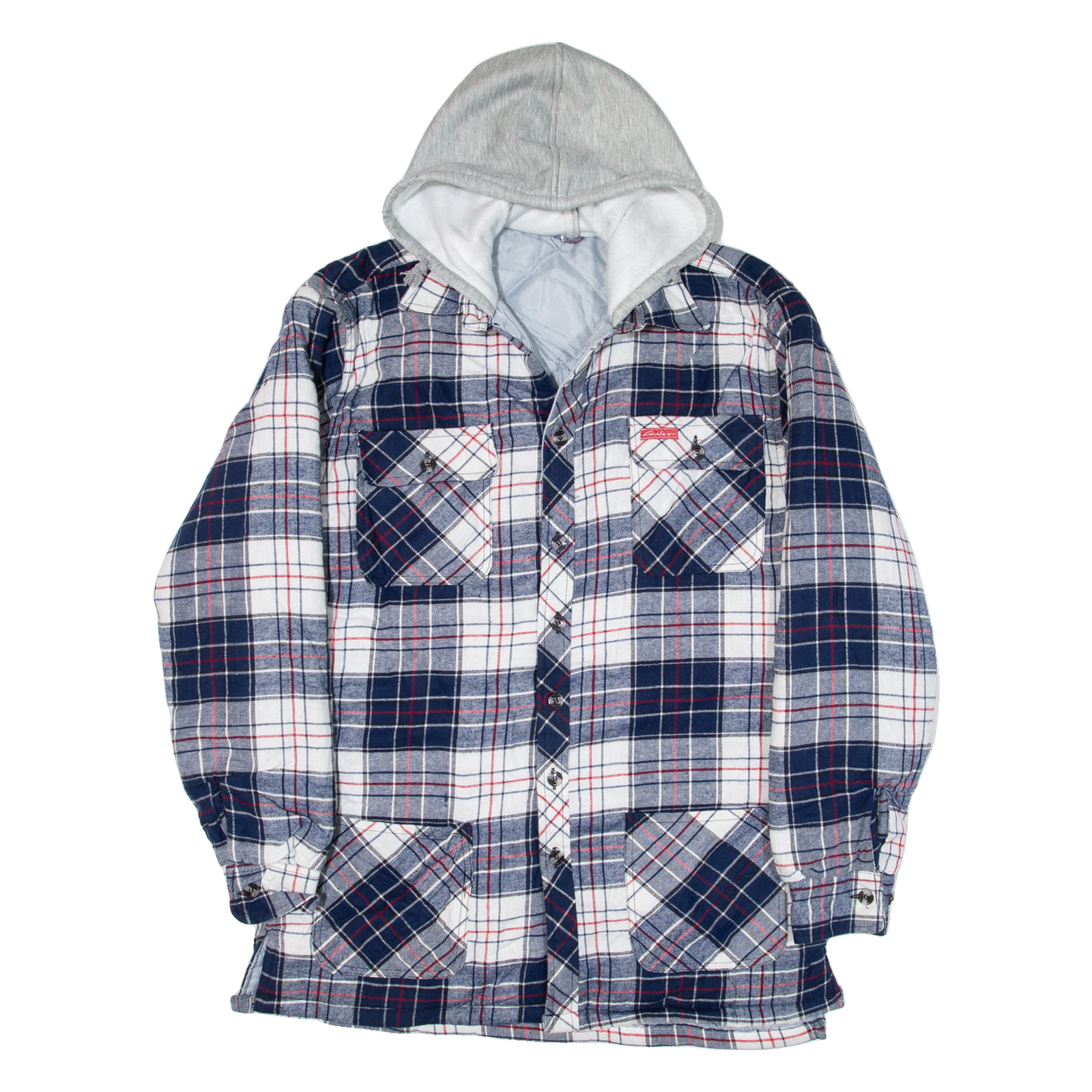 CHALET Quilted Lined Mens Lumberjack Jacket Blue Flannel Hooded Check M Refurbished - N/A refurbished available on Cerqular
