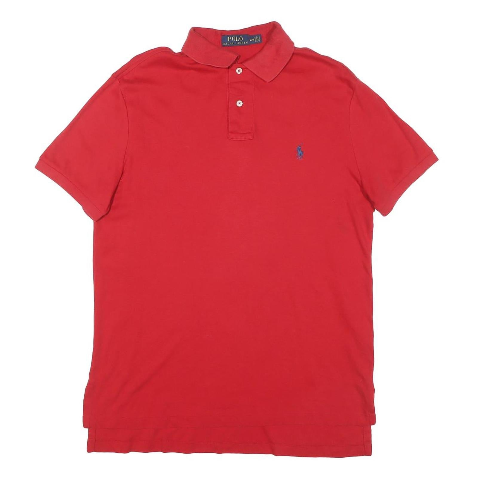 POLO RALPH LAUREN Mens Red Short Sleeve Plain M Cotton Blend Polo Shirt Refurbished - N/A refurbished available on Cerqular