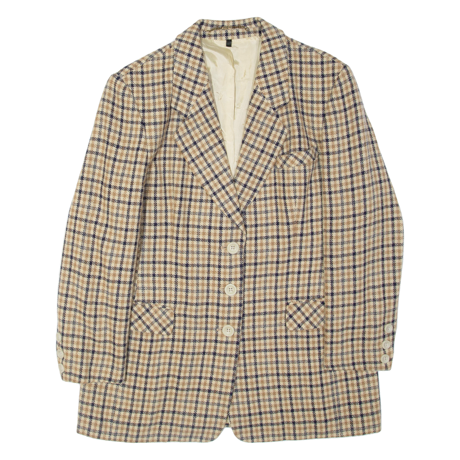 SIXTH SENSE Womens Blazer Jacket Beige Wool Plaid M Refurbished - N/A refurbished available on Cerqular