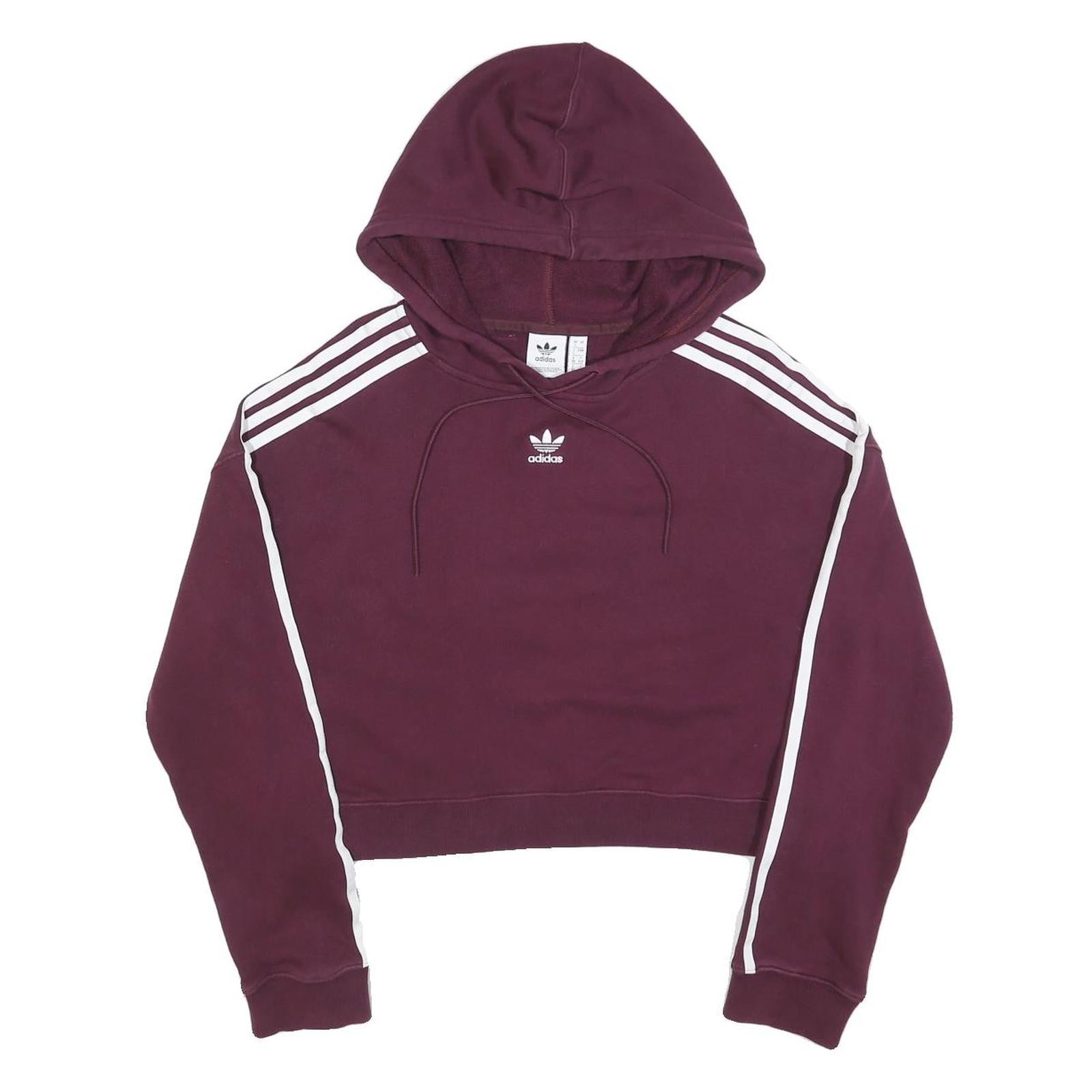 Buy ADIDAS Womens Maroon Cropped Hoodie UK 4 3 Stripes Pullover Cotton Blend Refurbished - $33.79 ADIDAS Womens Maroon Cropped Hoodie UK 4 3 Stripes Pullover Cotton Blend Refurbished - N/A refurbished available on Cerqular