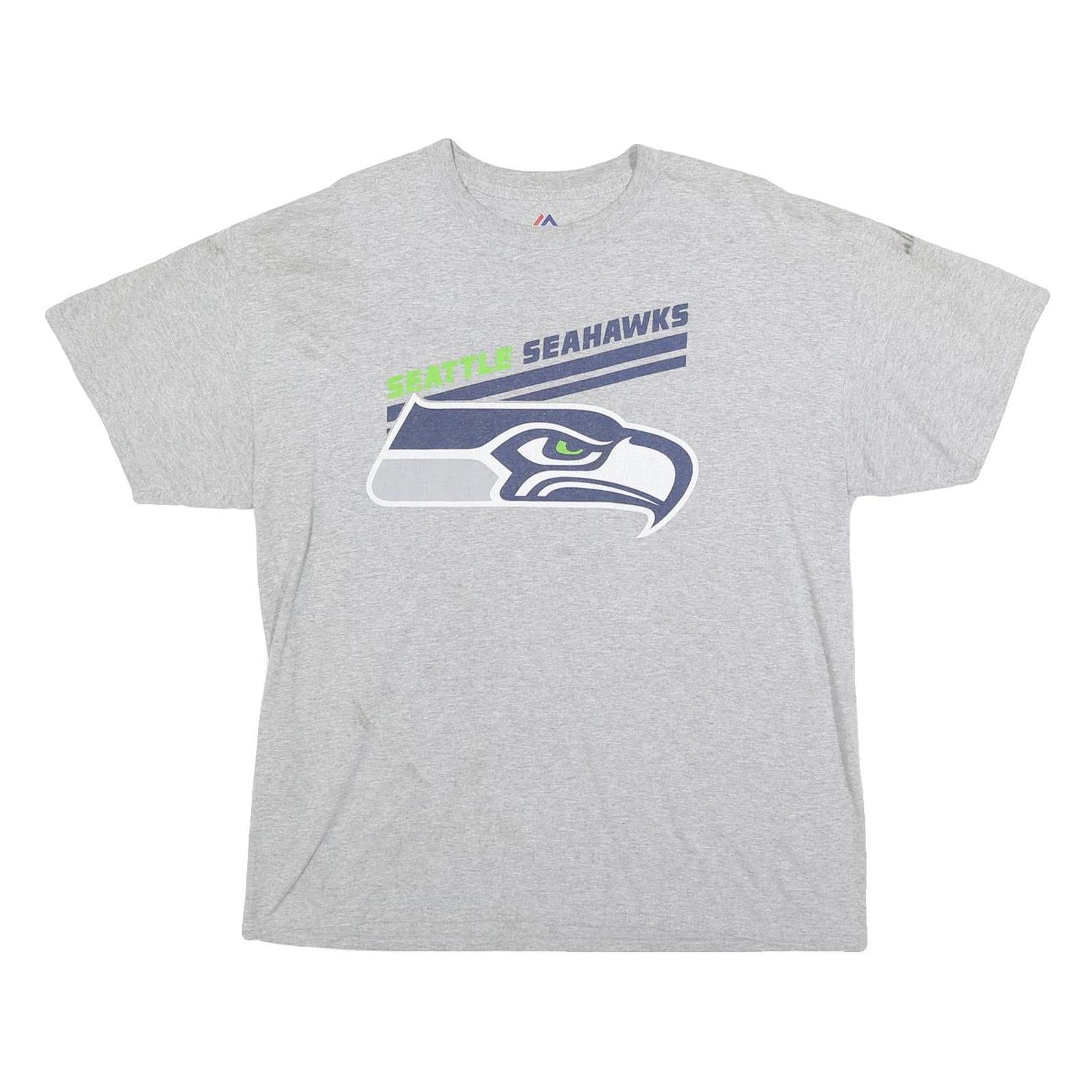 MAJESTIC Mens Grey Seattle Seahawks Graphic T-Shirt L Short Sleeve Round Neck Refurbished - N/A refurbished available on Cerqular