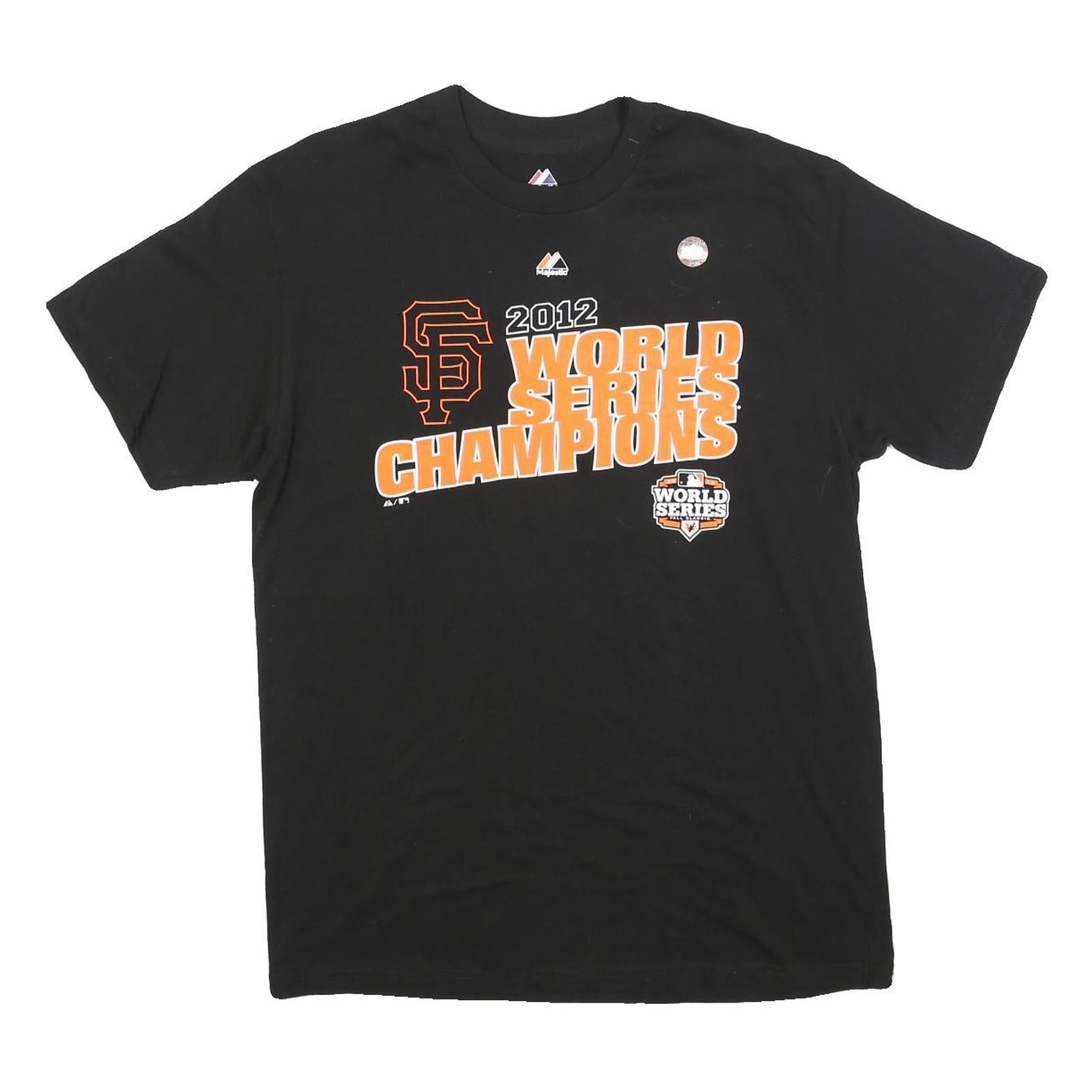 MAJESTIC Mens Black 2012 World Series Champions Graphic T-Shirt L Short Sleeve Refurbished - N/A refurbished available on Cerqular
