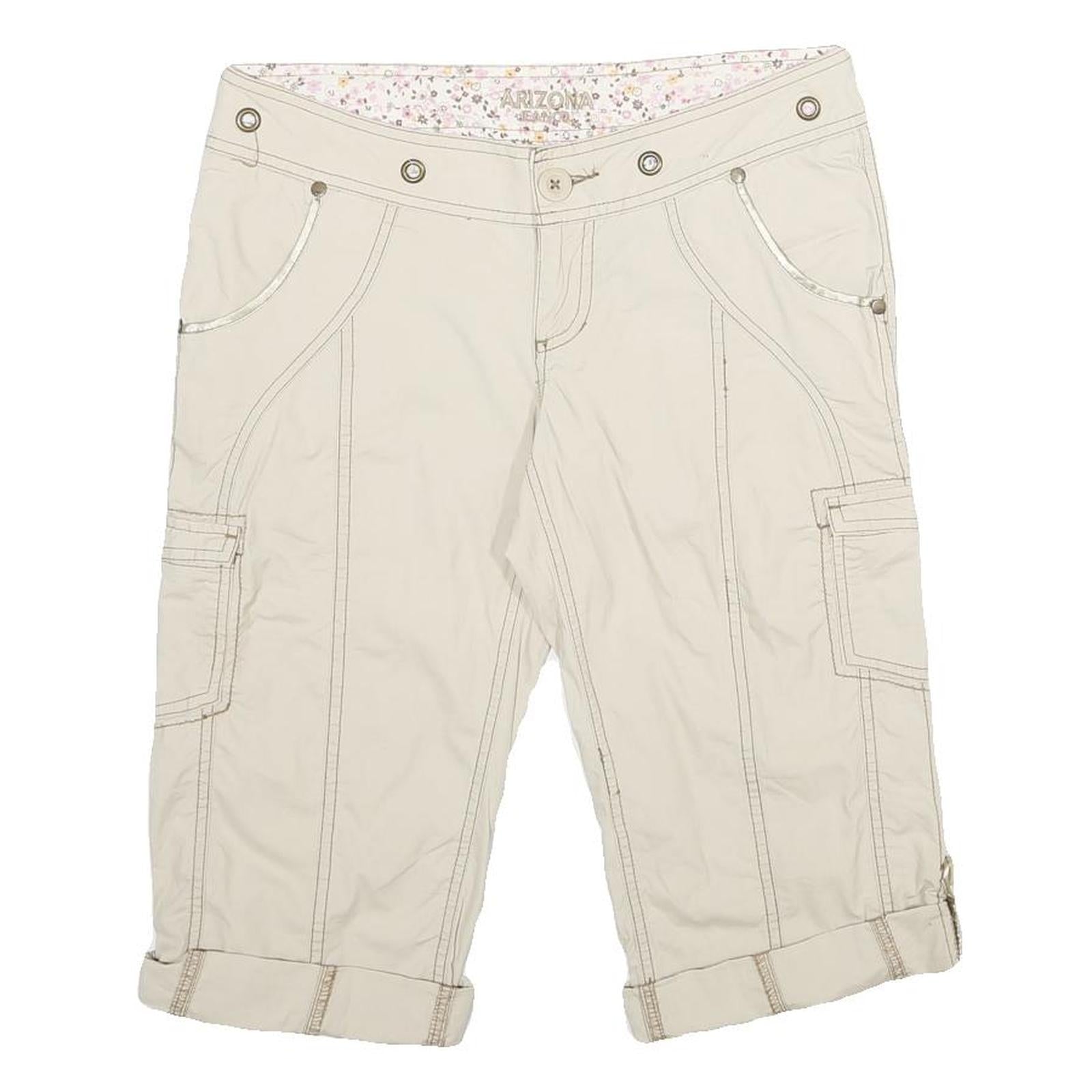 ARIZONA JEAN COMPANY Womens Shorts Cream Cargo M W30 Button Pocket Detail Refurbished - N/A refurbished available on Cerqular