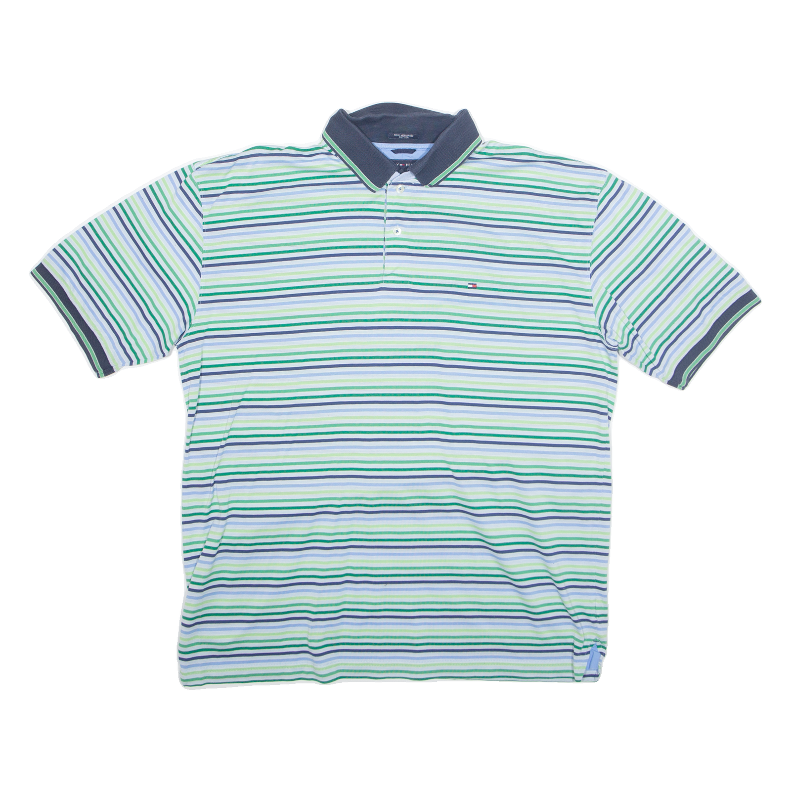 TOMMY HILFIGER Mens Polo Shirt Green Striped L Refurbished - N/A refurbished available on Cerqular