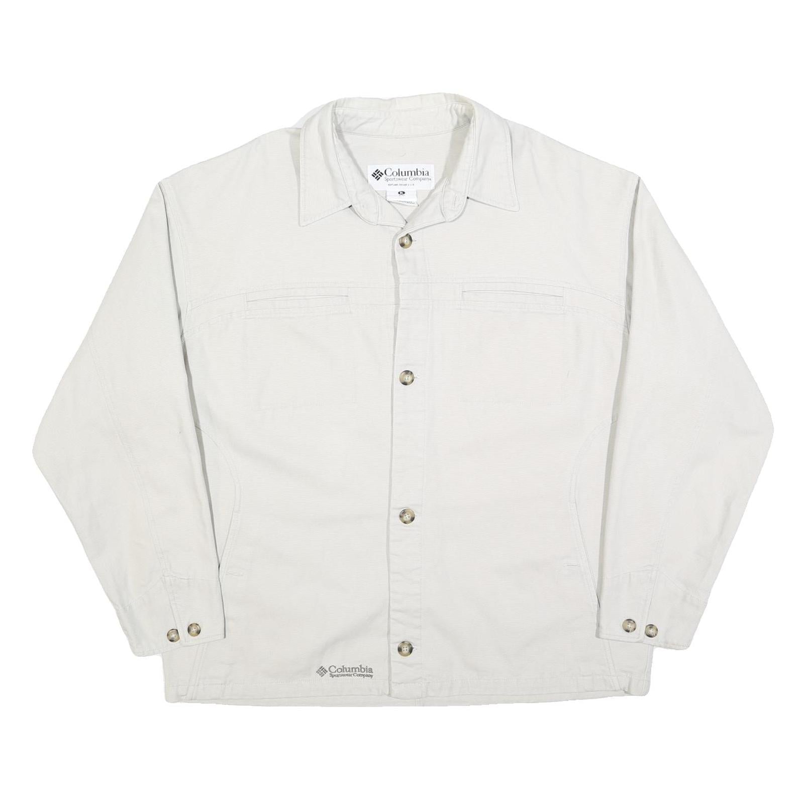 COLUMBIA Mens White Cotton Blend Button Jacket XL Plain Casual Outdoor Wear Refurbished - N/A refurbished available on Cerqular