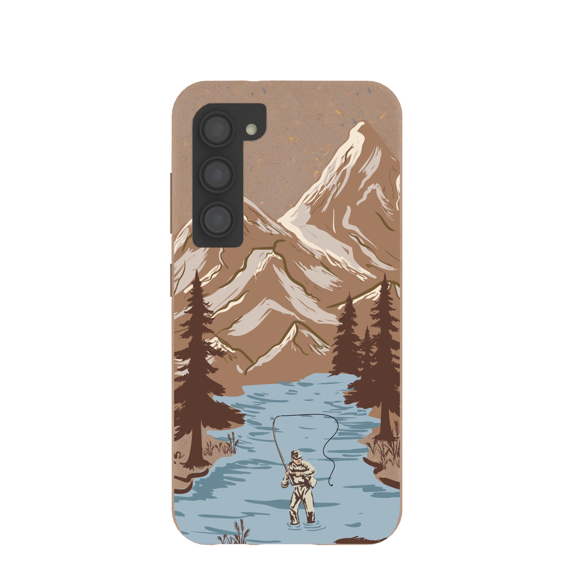 Chocolate Brown Gone Fishing Samsung Galaxy S23 Case Refurbished - Pela Case refurbished available on Cerqular