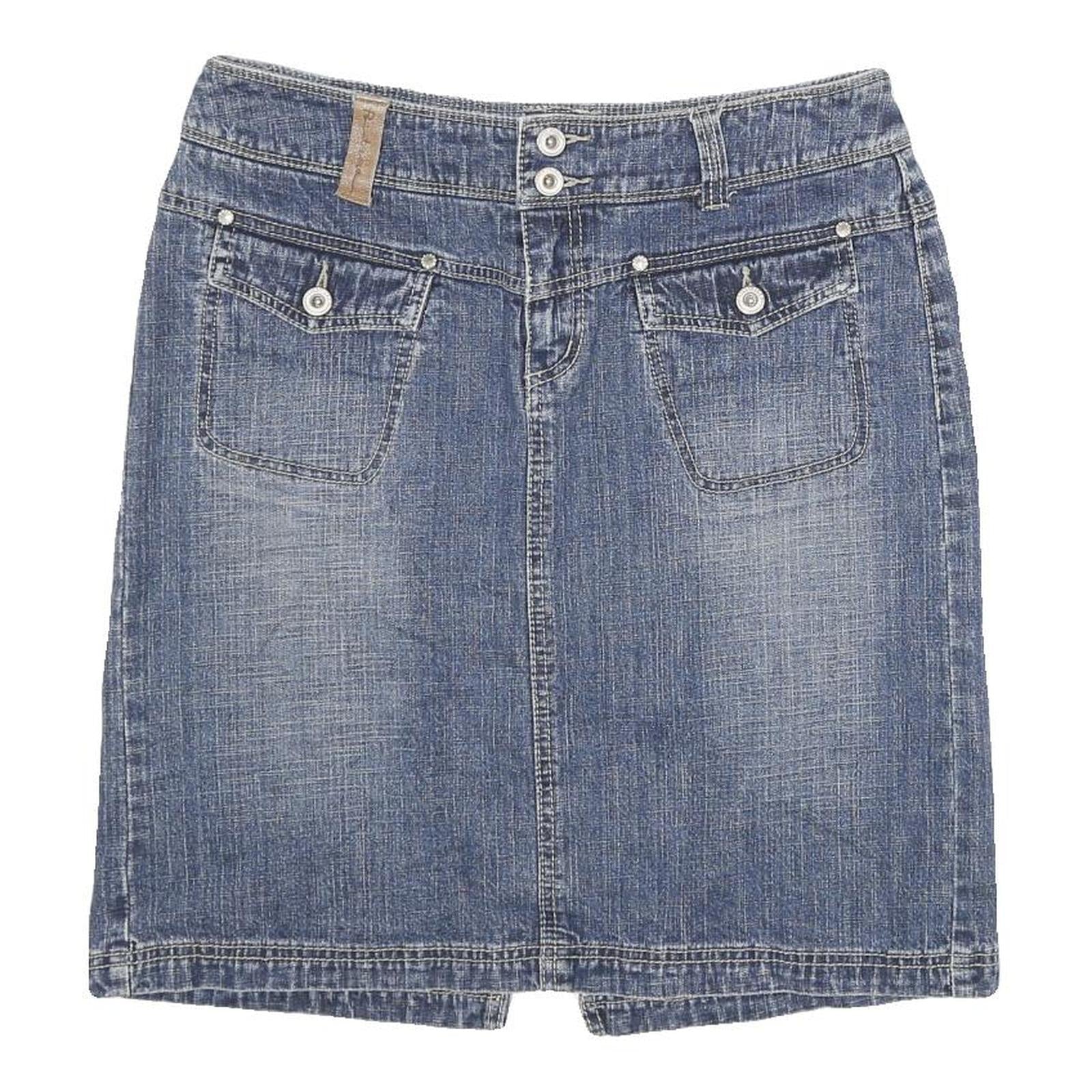 POINT ZERO Womens Blue Denim Straight Knee Length Cotton Blend Skirt Size L Refurbished - N/A refurbished available on Cerqular