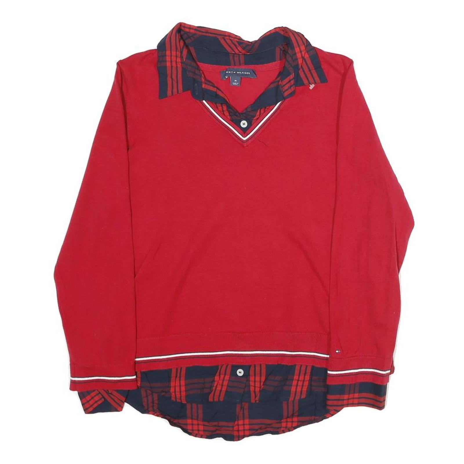 Buy TOMMY HILFIGER Womens Red Patterned Jumper V-Neck Basic Knit M Layered Look Refurbished - $32.49 TOMMY HILFIGER Womens Red Patterned Jumper V-Neck Basic Knit M Layered Look Refurbished - N/A refurbished available on Cerqular