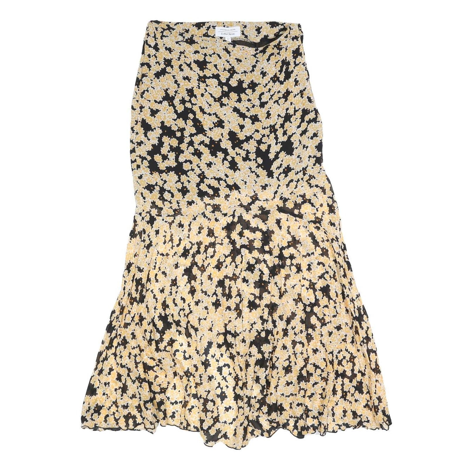 & OTHER STORIES Womens Black & Yellow Floral Midi Viscose Flare Skirt S Elegant Refurbished - N/A refurbished available on Cerqular