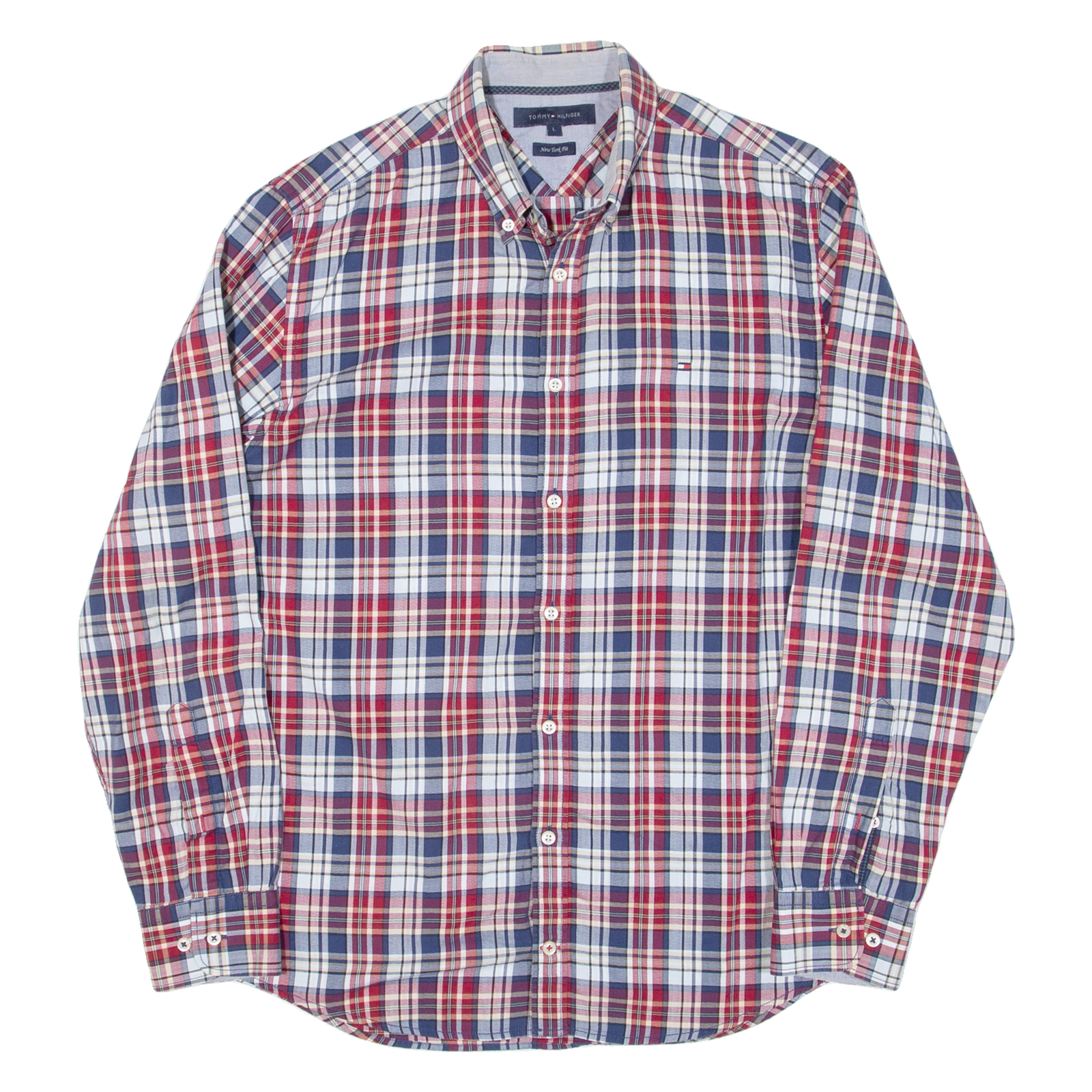 TOMMY HILFIGER New York Fit Mens Shirt Red Check Long Sleeve L Refurbished - N/A refurbished available on Cerqular