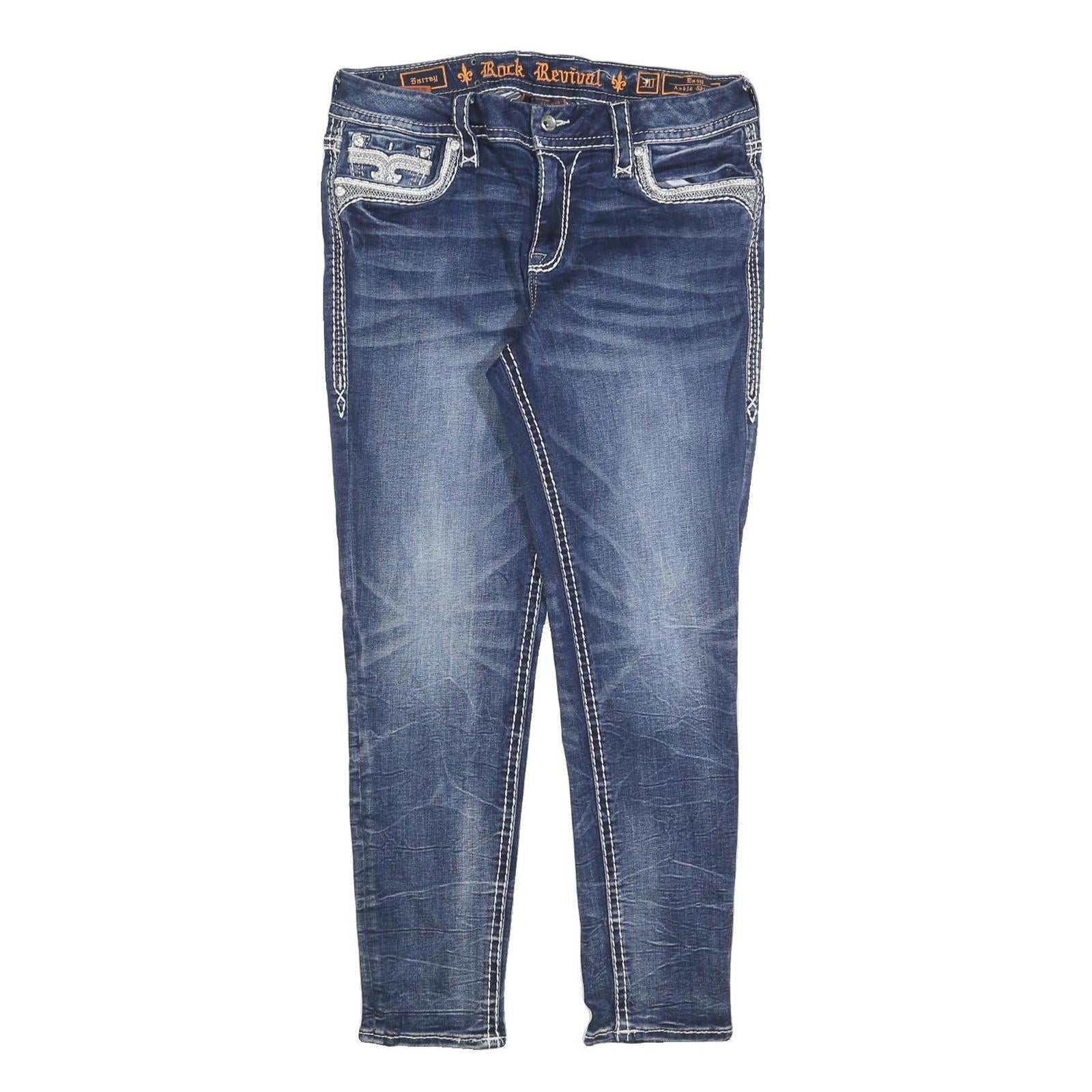 ROCK REVIVAL Womens Jeans Blue Slim Skinny Denim Medium W30 L27 Embroidered Refurbished - N/A refurbished available on Cerqular