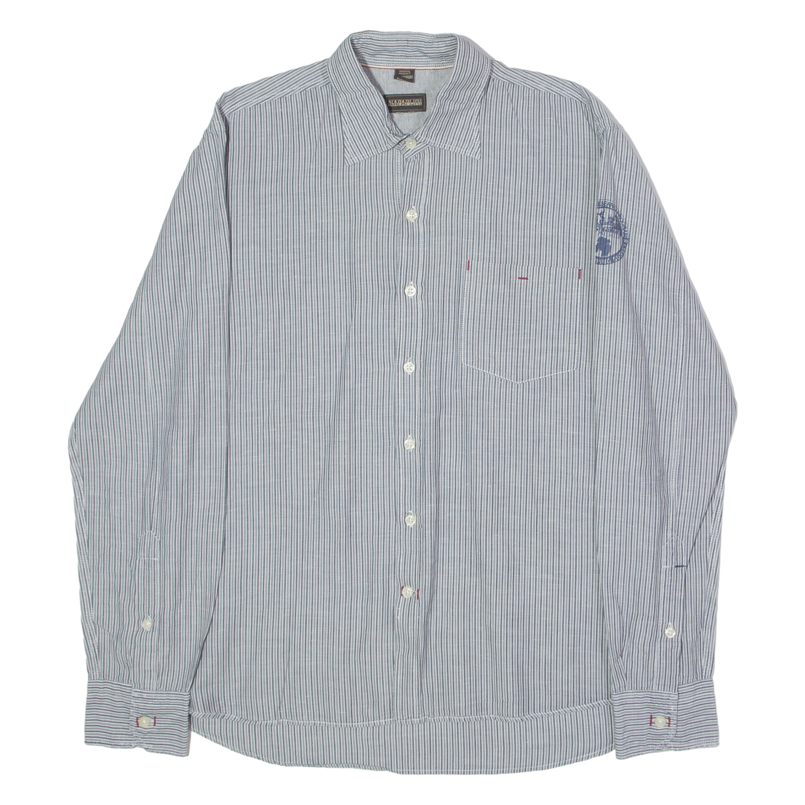 NAPAPIJRI Mens Shirt Grey Striped Long Sleeve L Refurbished - N/A refurbished available on Cerqular