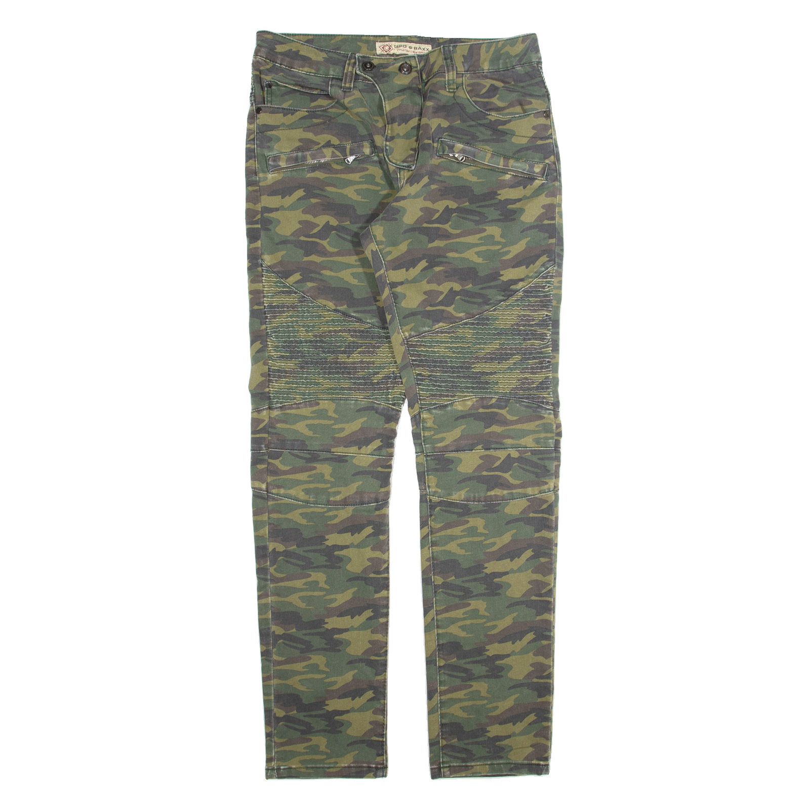 CIPO & BAXX Camo Mens Trousers Green Slim Tapered W30 L32 Refurbished - N/A refurbished available on Cerqular