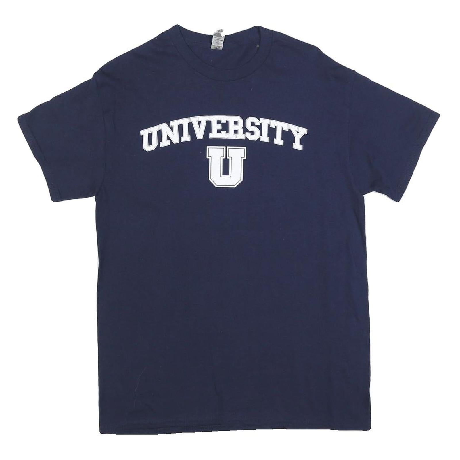 GILDAN Mens Navy Blue University Graphic T-Shirt M Crew Neck Short Sleeve Cotton Refurbished - N/A refurbished available on Cerqular