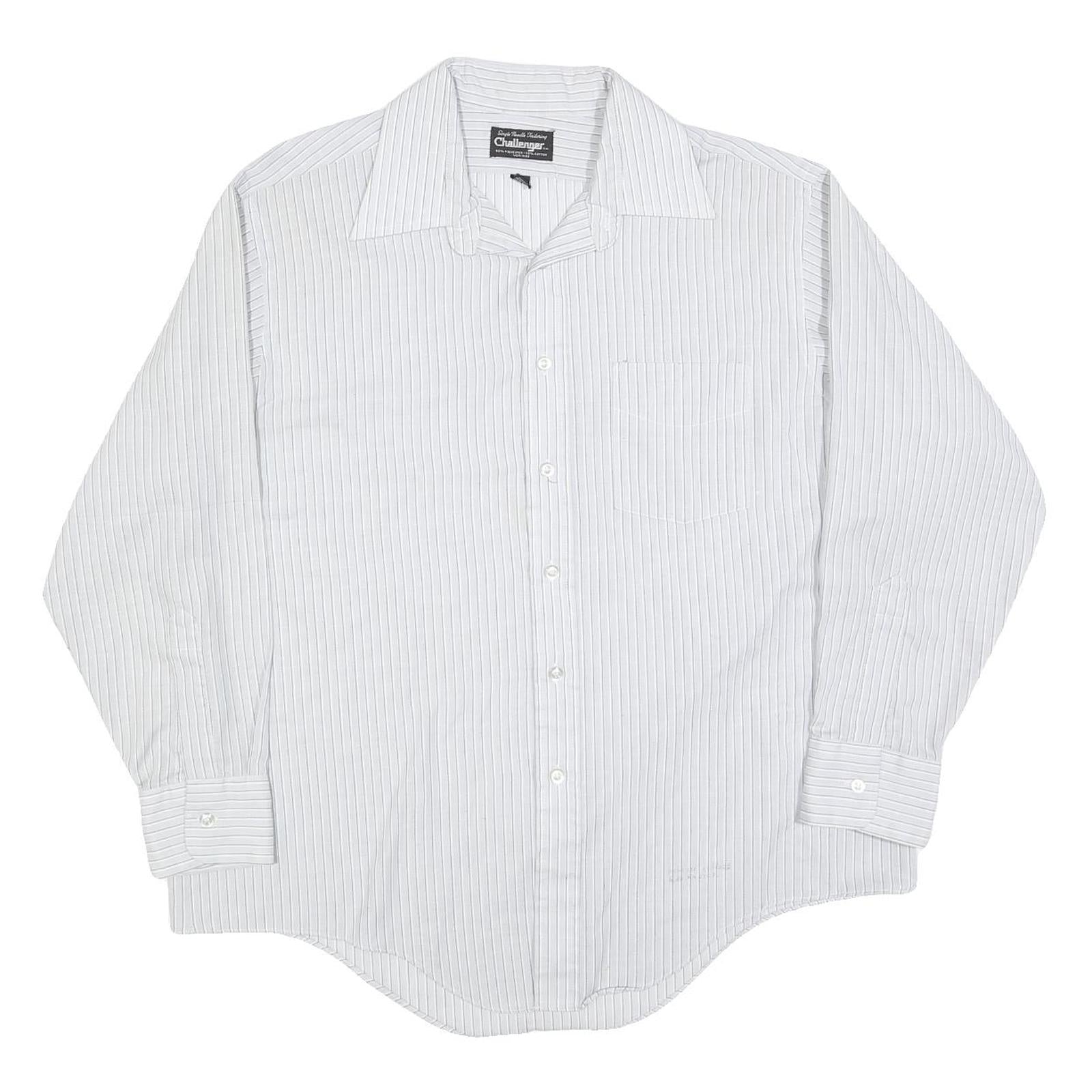 CHALLENGER Mens White & Grey Stripe Shirt XL Classic Button Sleeve Refurbished - N/A refurbished available on Cerqular