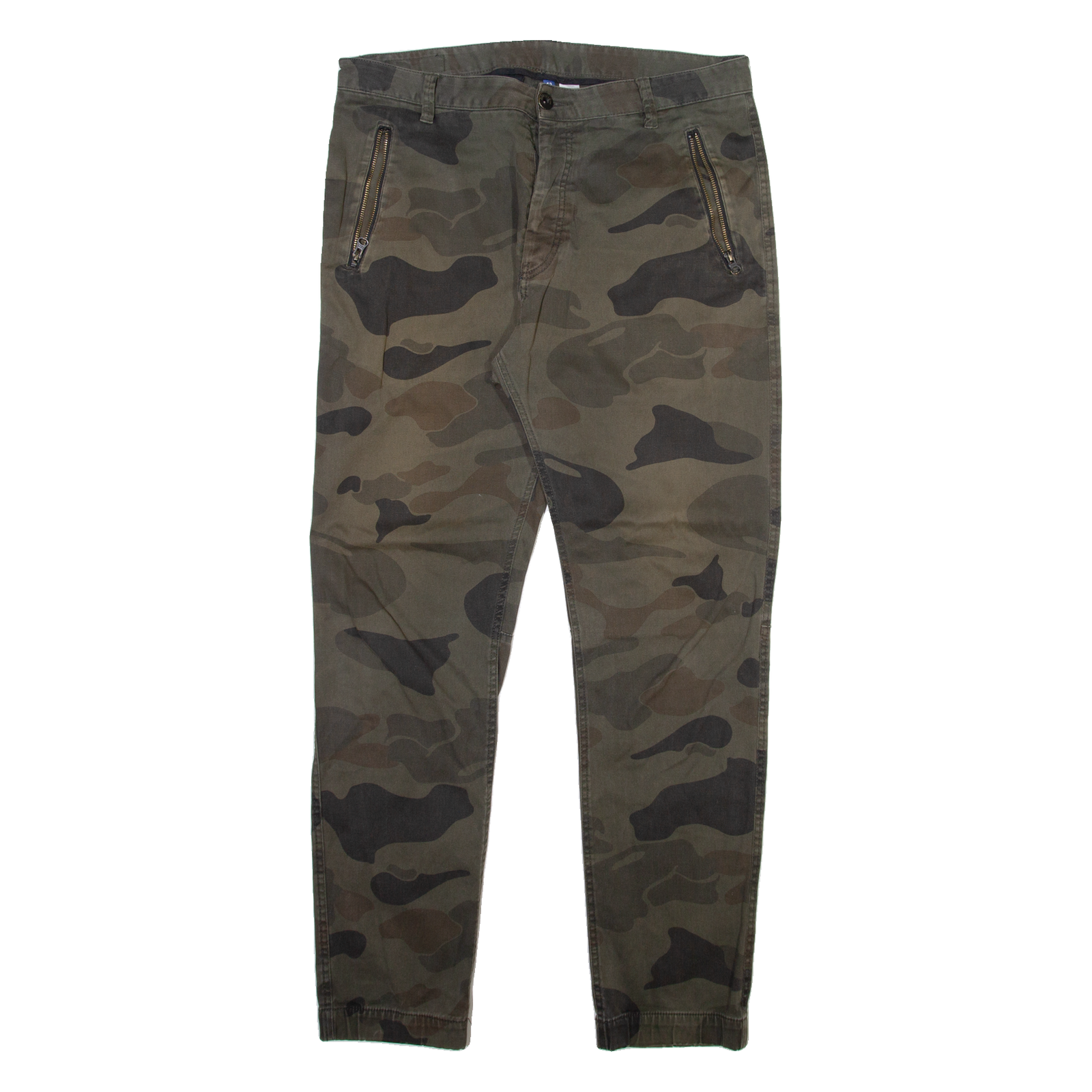 H&M Camo Mens Trousers Green Regular Tapered W34 L31 Refurbished - N/A refurbished available on Cerqular