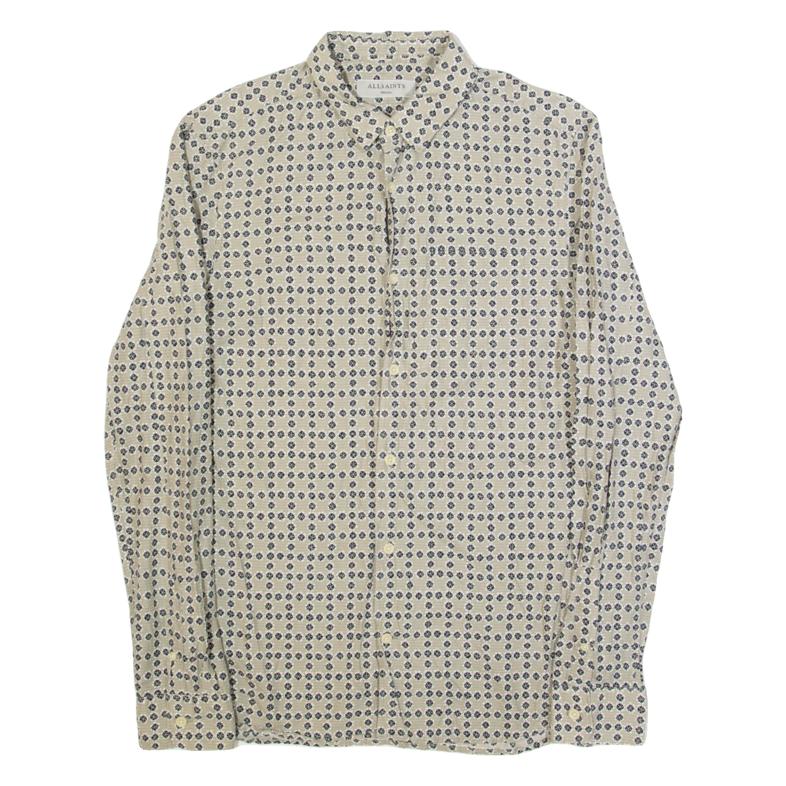 ALL SAINTS Mens Shirt Beige Spotted Long Sleeve S Refurbished - N/A refurbished available on Cerqular