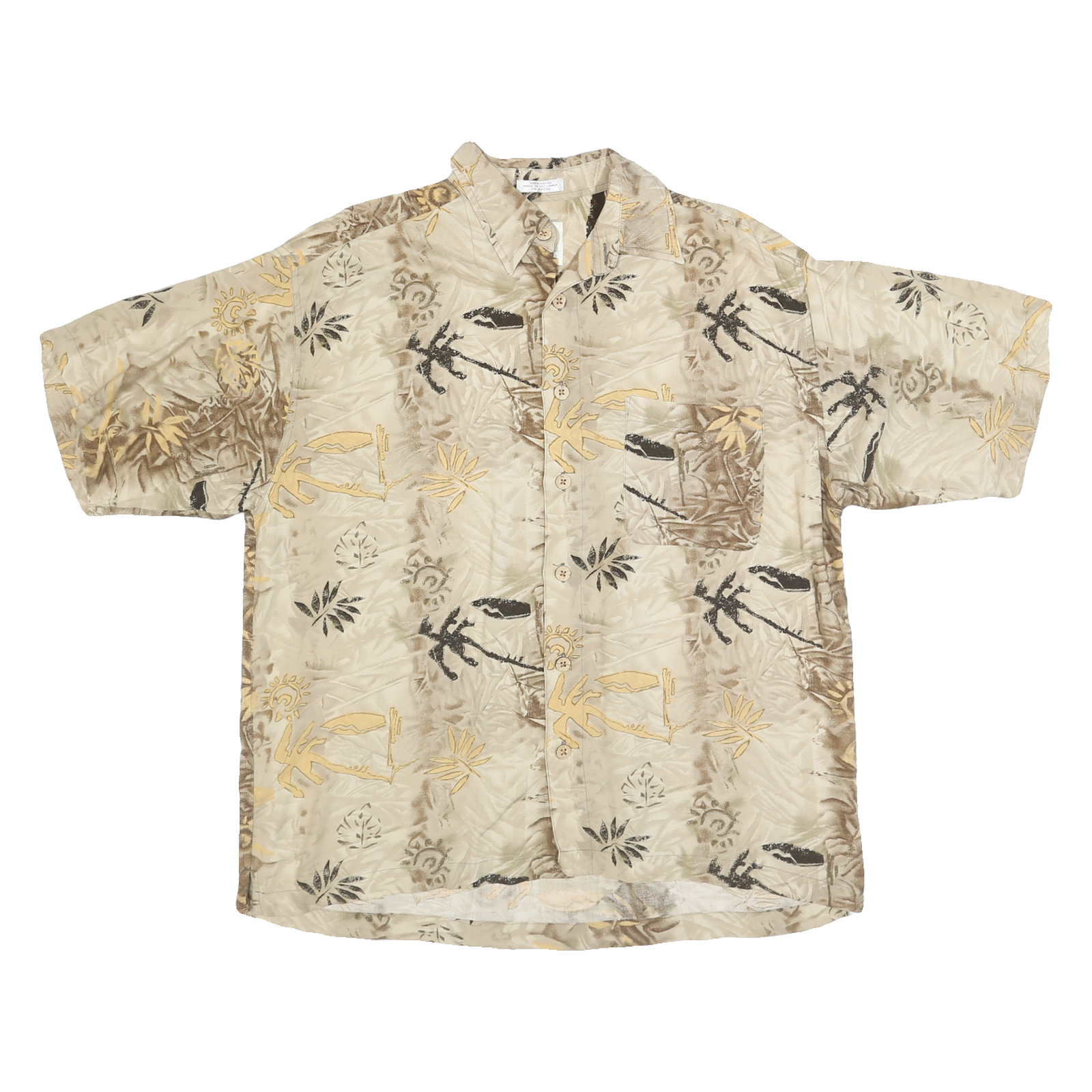 M.E SPORT Mens Beige Pattern Rayon Shirt L Tropical Casual Lightweight Refurbished - N/A refurbished available on Cerqular