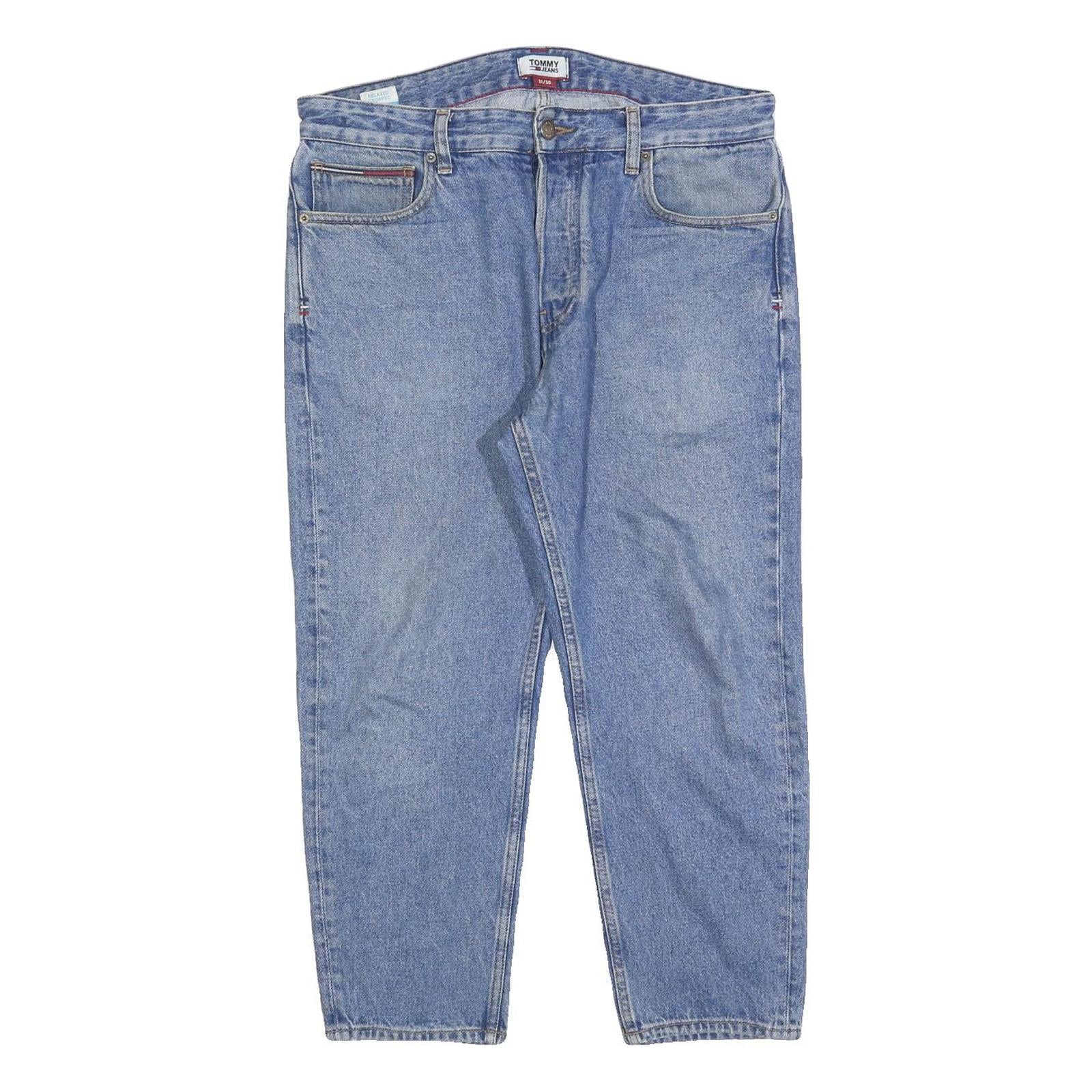 TOMMY HILFIGER Womens Jeans Blue Relaxed Straight Denim Medium W34 L24 Stylish Refurbished - N/A refurbished available on Cerqular