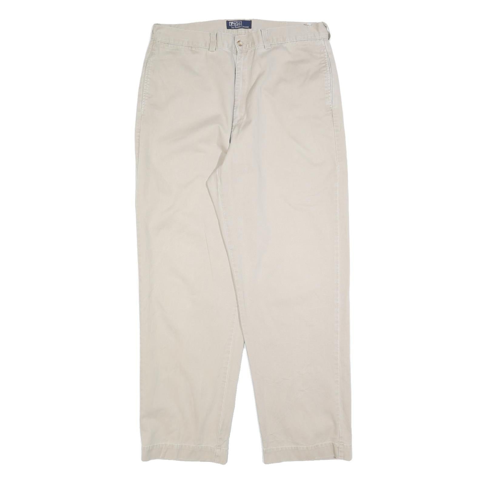 POLO RALPH LAUREN Mens Cotton Blend Beige Relaxed Straight Trousers W35 L32 Refurbished - N/A refurbished available on Cerqular