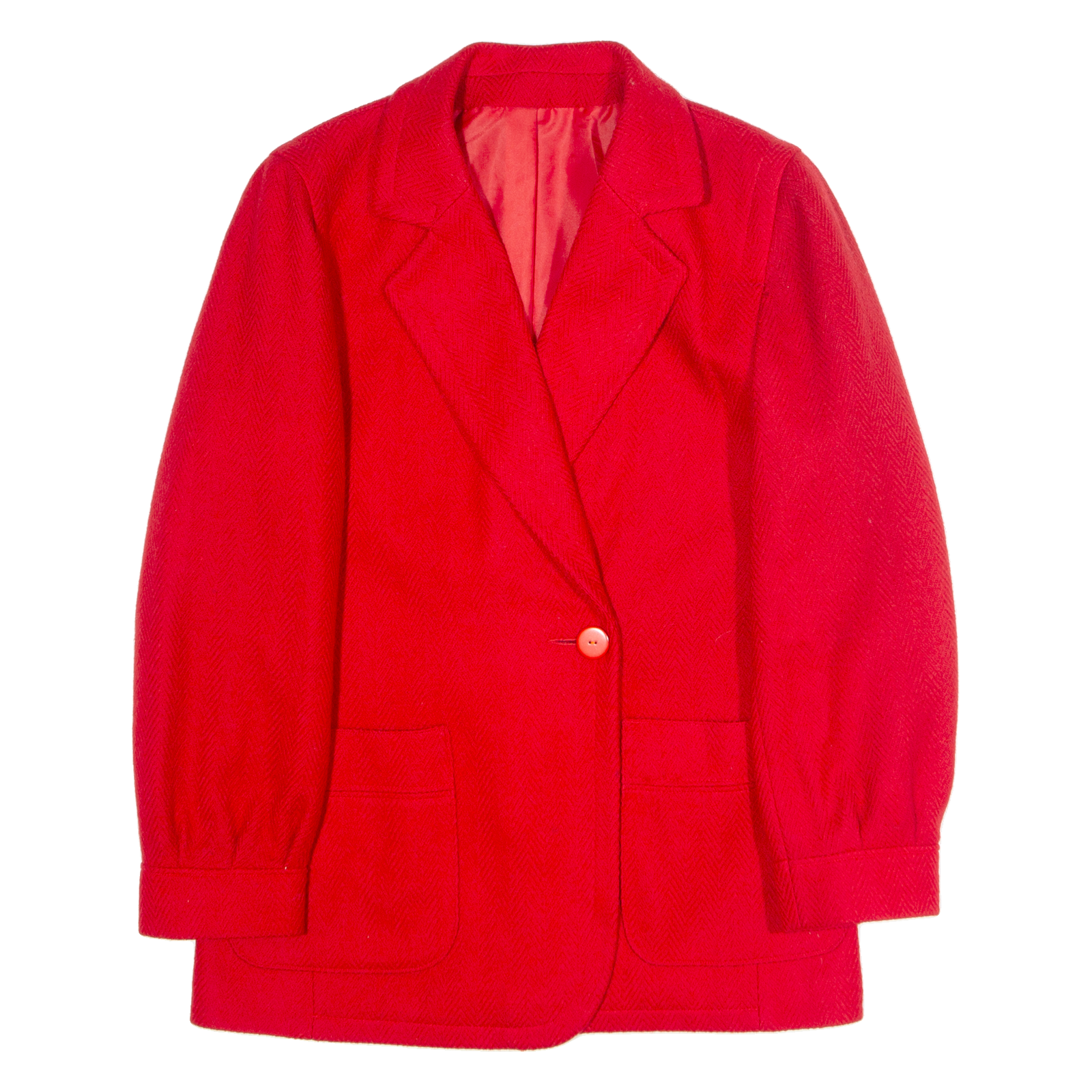Womens Blazer Jacket Red Knit Wool 80s XL Refurbished - N/A refurbished available on Cerqular