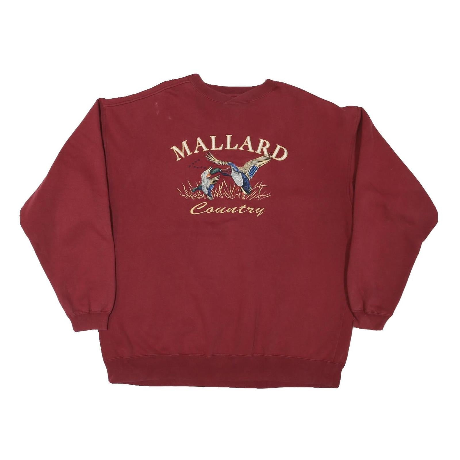 LOST JENNAIN Mens Maroon Crew Neck XL Mallard Country Graphic Sweatshirt Refurbished - N/A refurbished available on Cerqular
