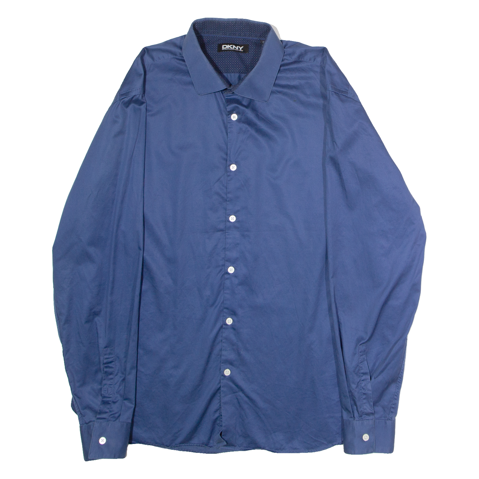 DKNY Mens Plain Shirt Blue Long Sleeve XL Refurbished - N/A refurbished available on Cerqular