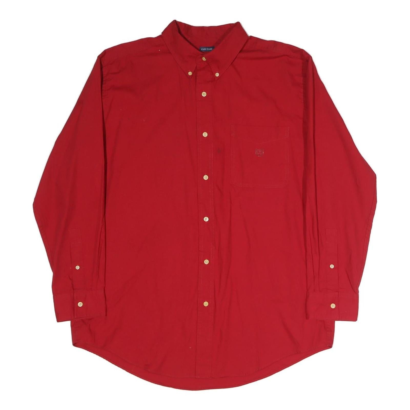 CHAPS Mens Red Plain Cotton Blend Shirt L Button Down Relaxed Fit Refurbished - N/A refurbished available on Cerqular