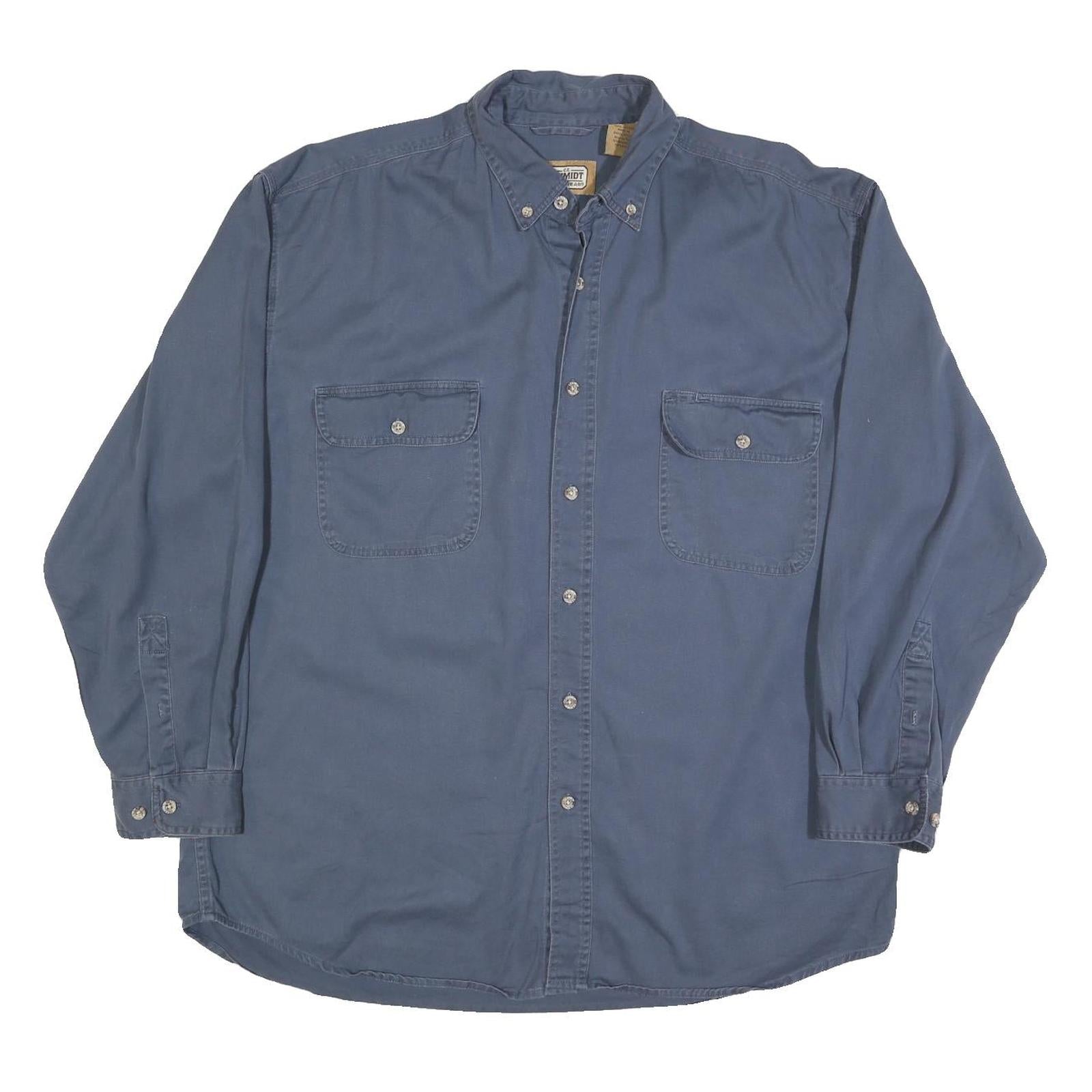 SCHMIDT Mens Blue Shirt XL Cotton Blend Button-Down Collar Long Sleeve Casual Refurbished - N/A refurbished available on Cerqular