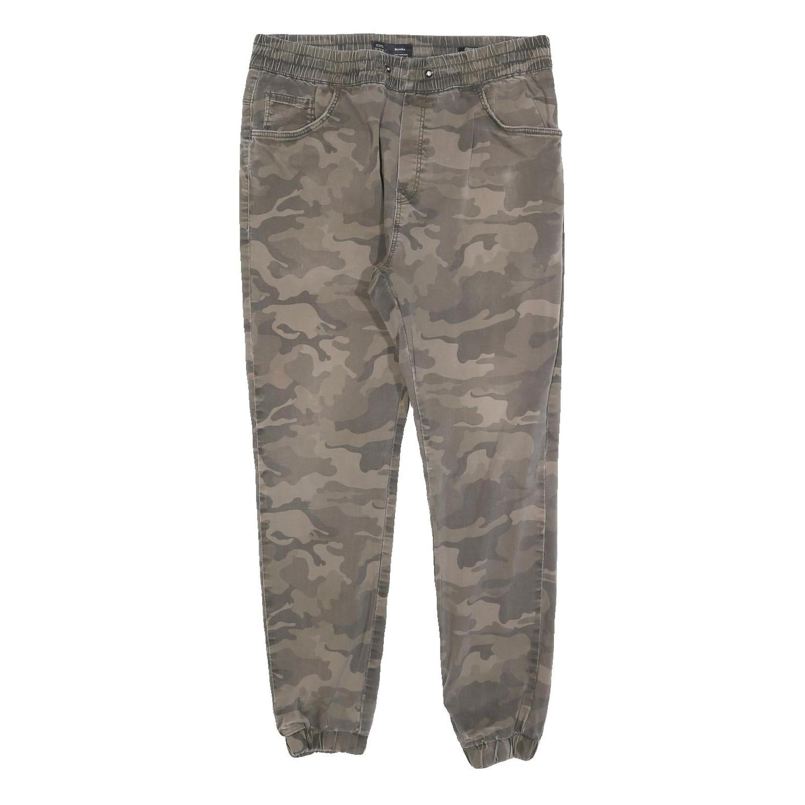 BERSHKA Mens Cotton Blend Camouflage Slim Tapered Trousers W32 L28 Elastic Waist Refurbished - N/A refurbished available on Cerqular