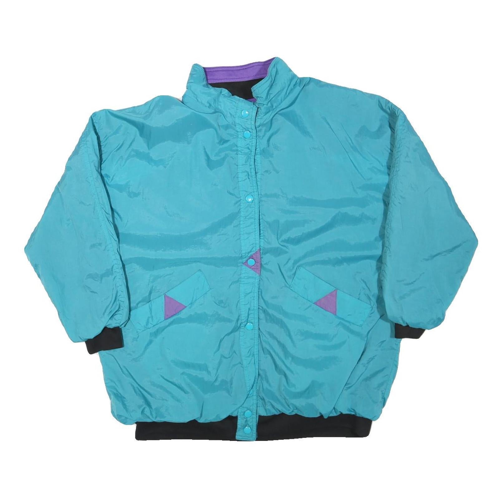 Womens Blue & Purple Nylon Button Jacket L Plain Size L Lightweight Retro Refurbished - N/A refurbished available on Cerqular
