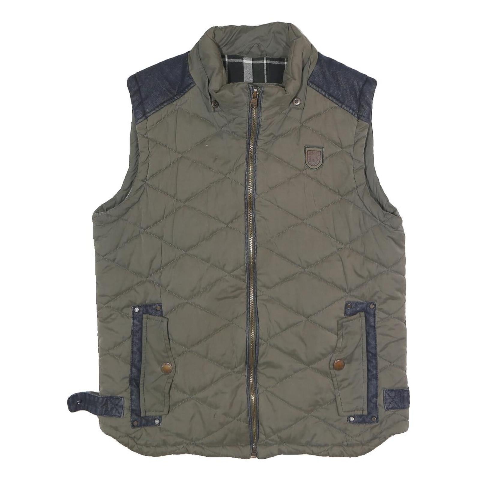 DIESEL Mens Green Quilted Jacket L Polyester Blend Zip Pockets Casual Outerwear Refurbished - N/A refurbished available on Cerqular