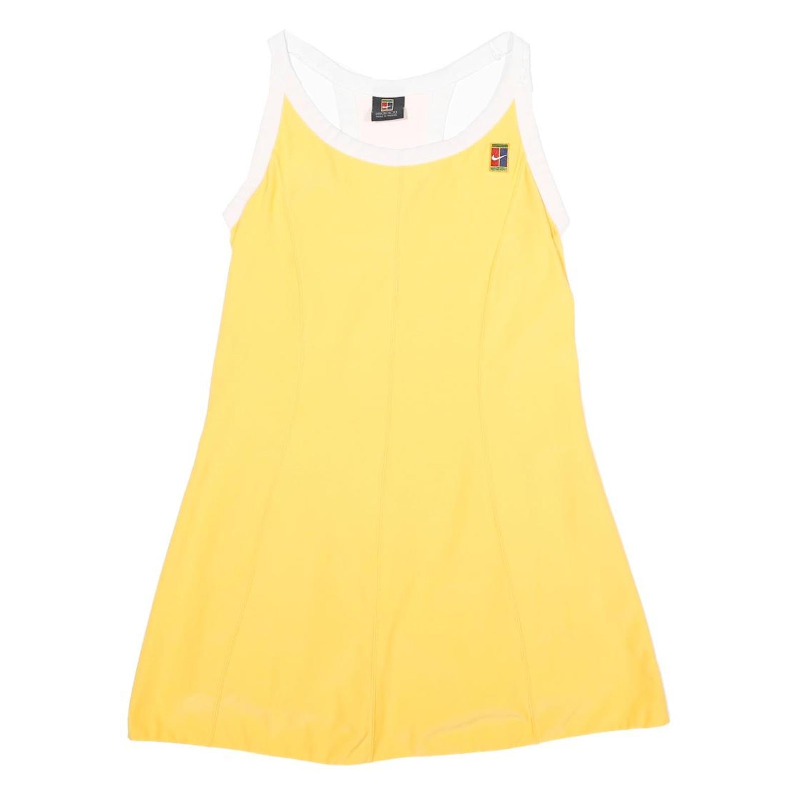 Buy NIKE Court Womens Yellow & White Tennis Dress Blend Jersey Sleeveless Round Refurbished - $49.39 NIKE Court Womens Yellow & White Tennis Dress Blend Jersey Sleeveless Round Refurbished - N/A refurbished available on Cerqular