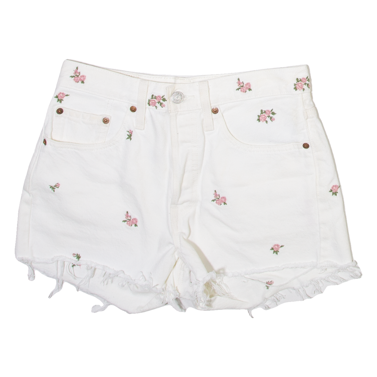 LEVI'S 501 Womens Casual Shorts Cream Floral XS W26 Refurbished - N/A refurbished available on Cerqular