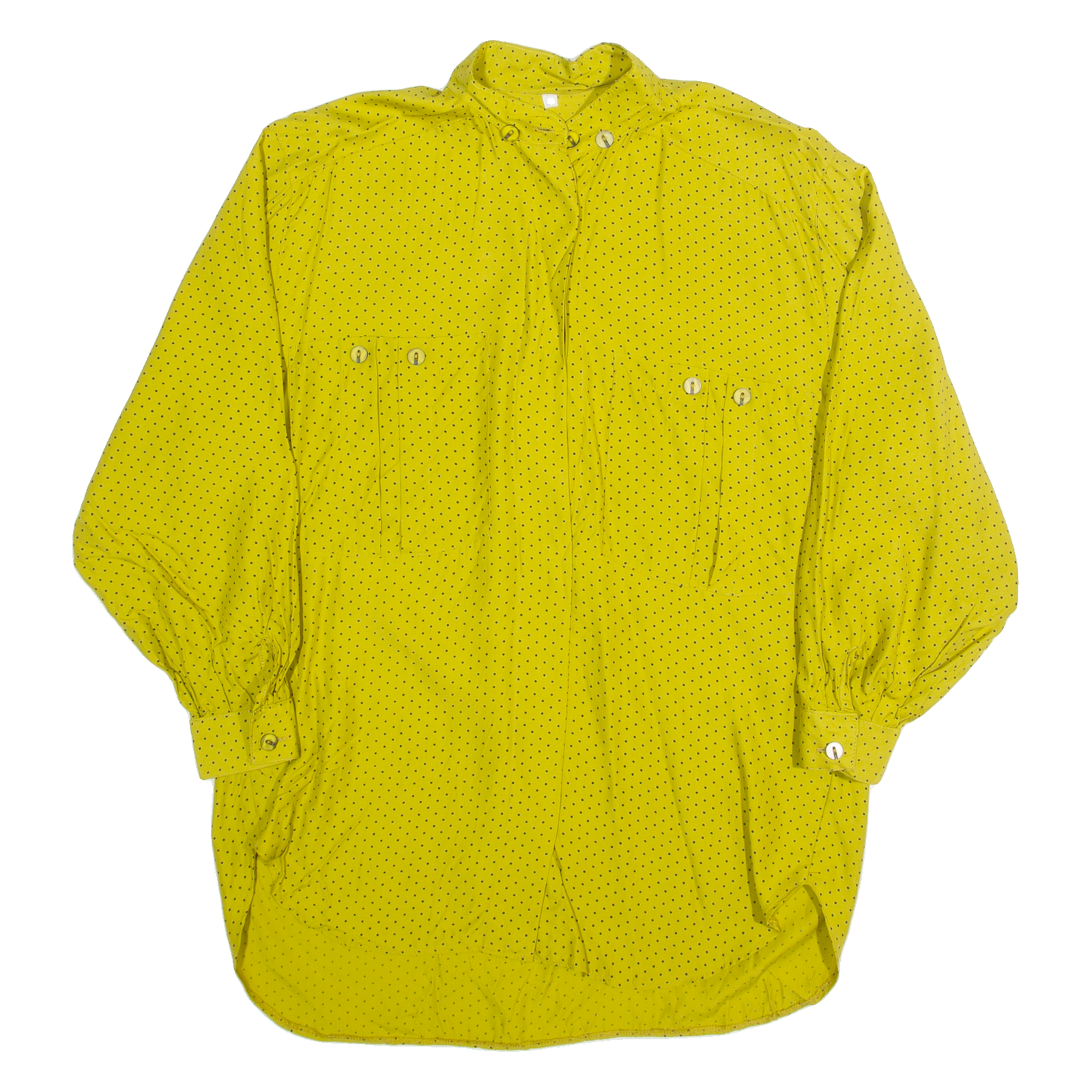 Womens Printed Shirt Yellow High Neck 90s Viscose Polka Dot M Refurbished - N/A refurbished available on Cerqular