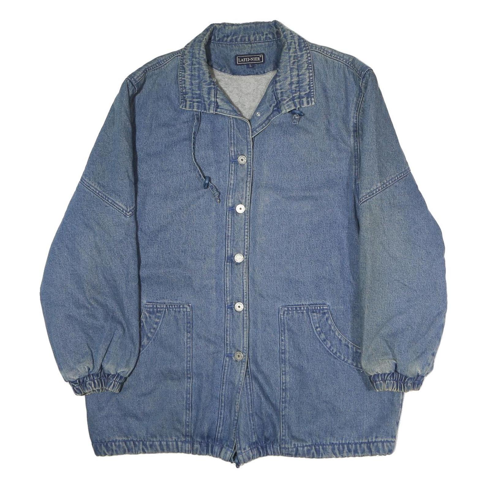 LAFEI-NIER Womens Blue Denim Button Jacket L Cotton Relaxed Fit Casual Outerwear Refurbished - N/A refurbished available on Cerqular