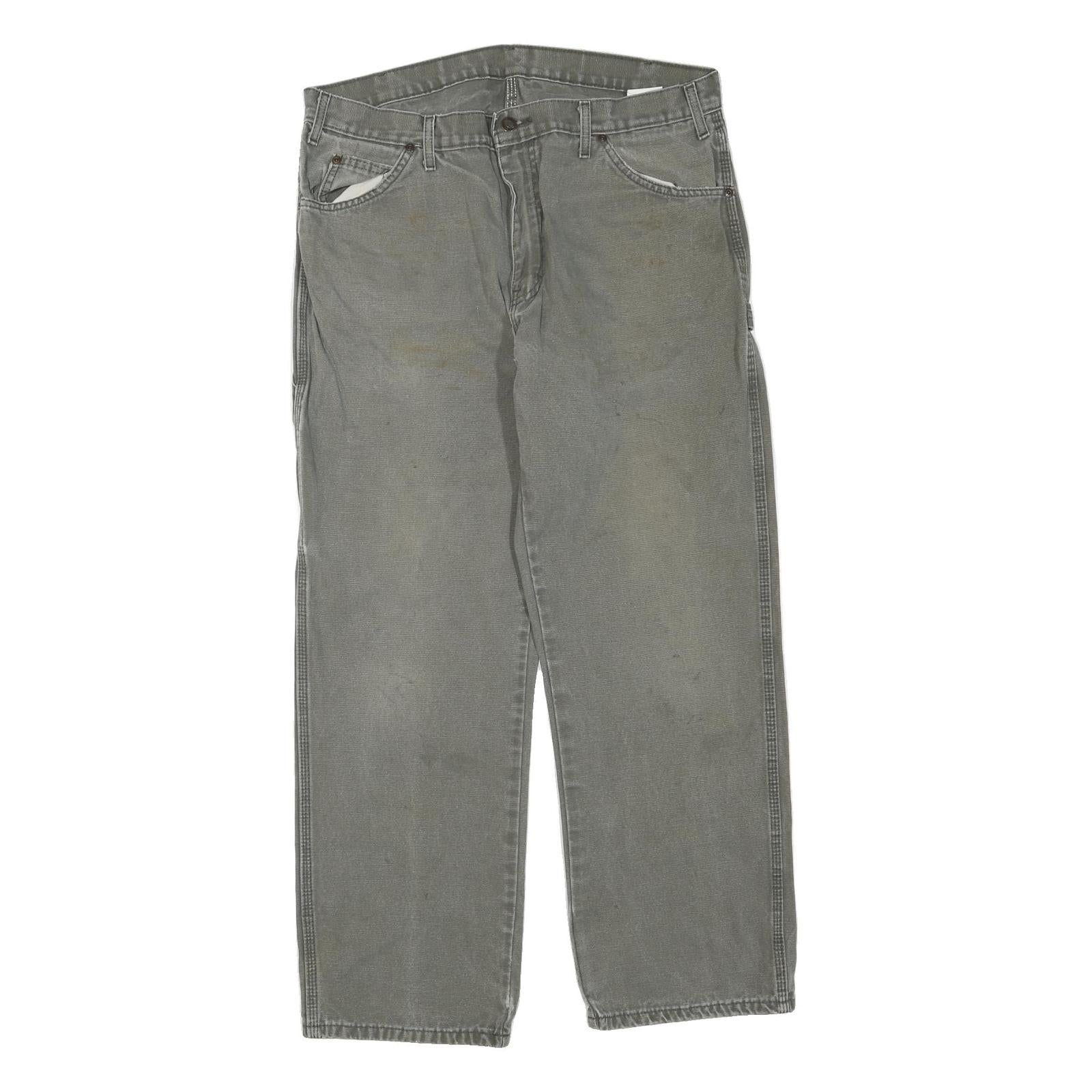 DICKIES Mens Regular Fit Straight Leg Denim Grey W36 L27 Workwear Zip Fly Pants Refurbished - N/A refurbished available on Cerqular