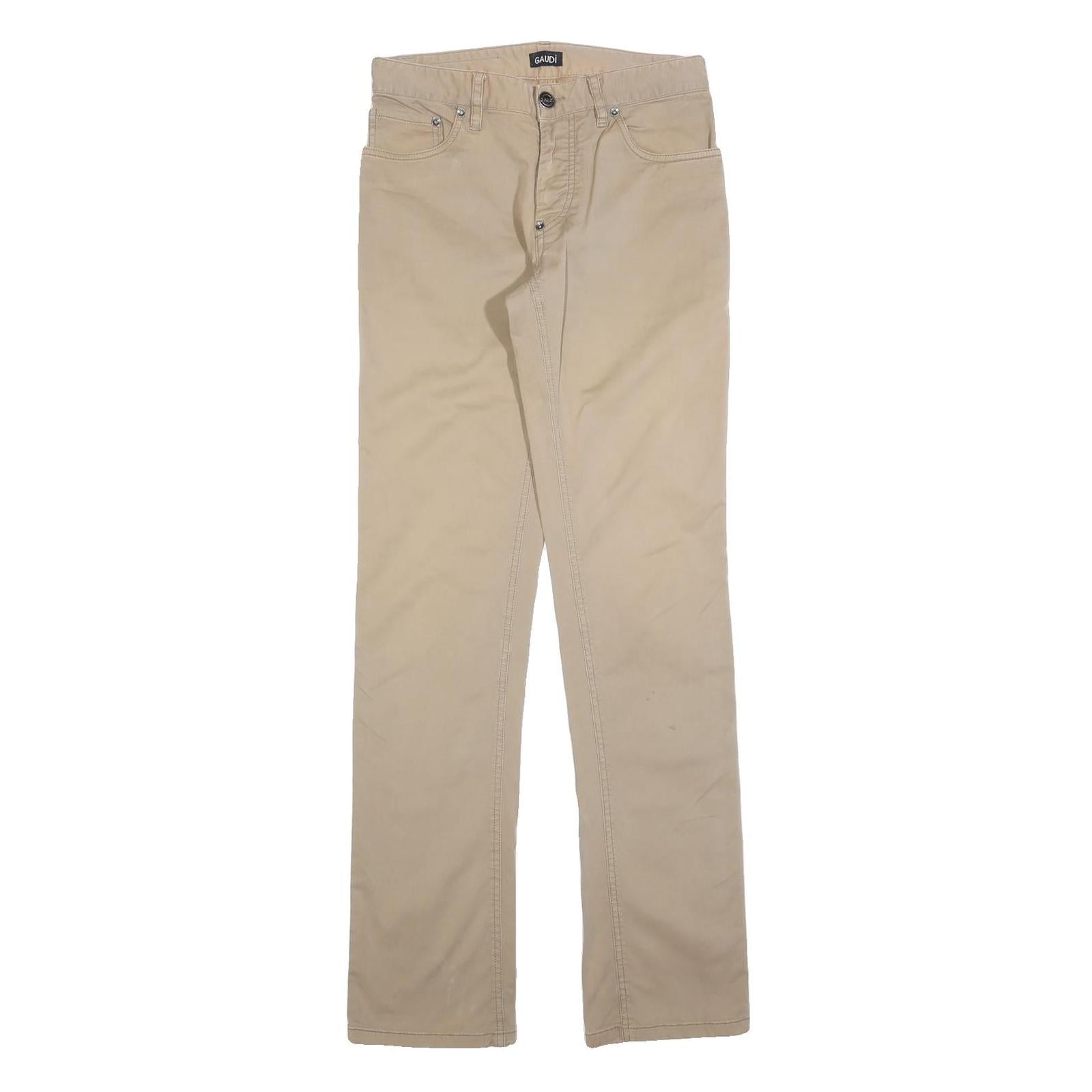 GAUDI Womens Cotton Slim Beige Trousers W28 L34 Button Closure Regular Leg Refurbished - N/A refurbished available on Cerqular