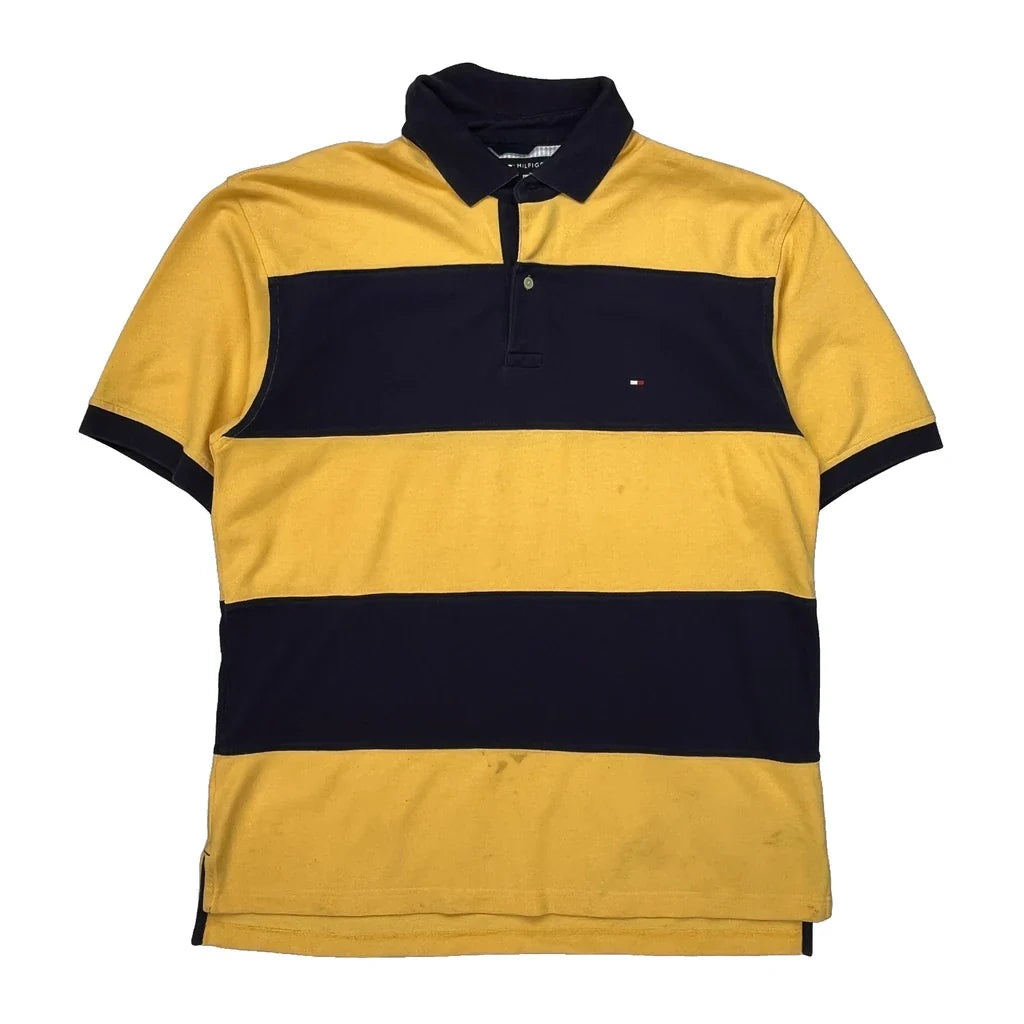 Buy Tommy Hilfiger Striped Polo Shirt - Large Navy Cotton Refurbished - $24.11 Tommy Hilfiger Striped Polo Shirt - Large Navy Cotton Refurbished - Thrifted (note: this is a term often used to describe second- refurbished available on Cerqular
